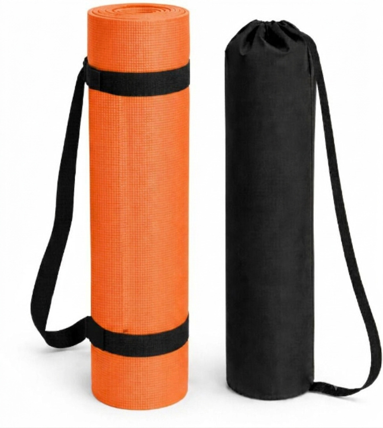 Image of AURABASE Premium EVA Yoga Mat with Carrying Bag, Anti Skid, Home & Gym, Men( ORANGE) Multicolor 4 mm Yoga Mat