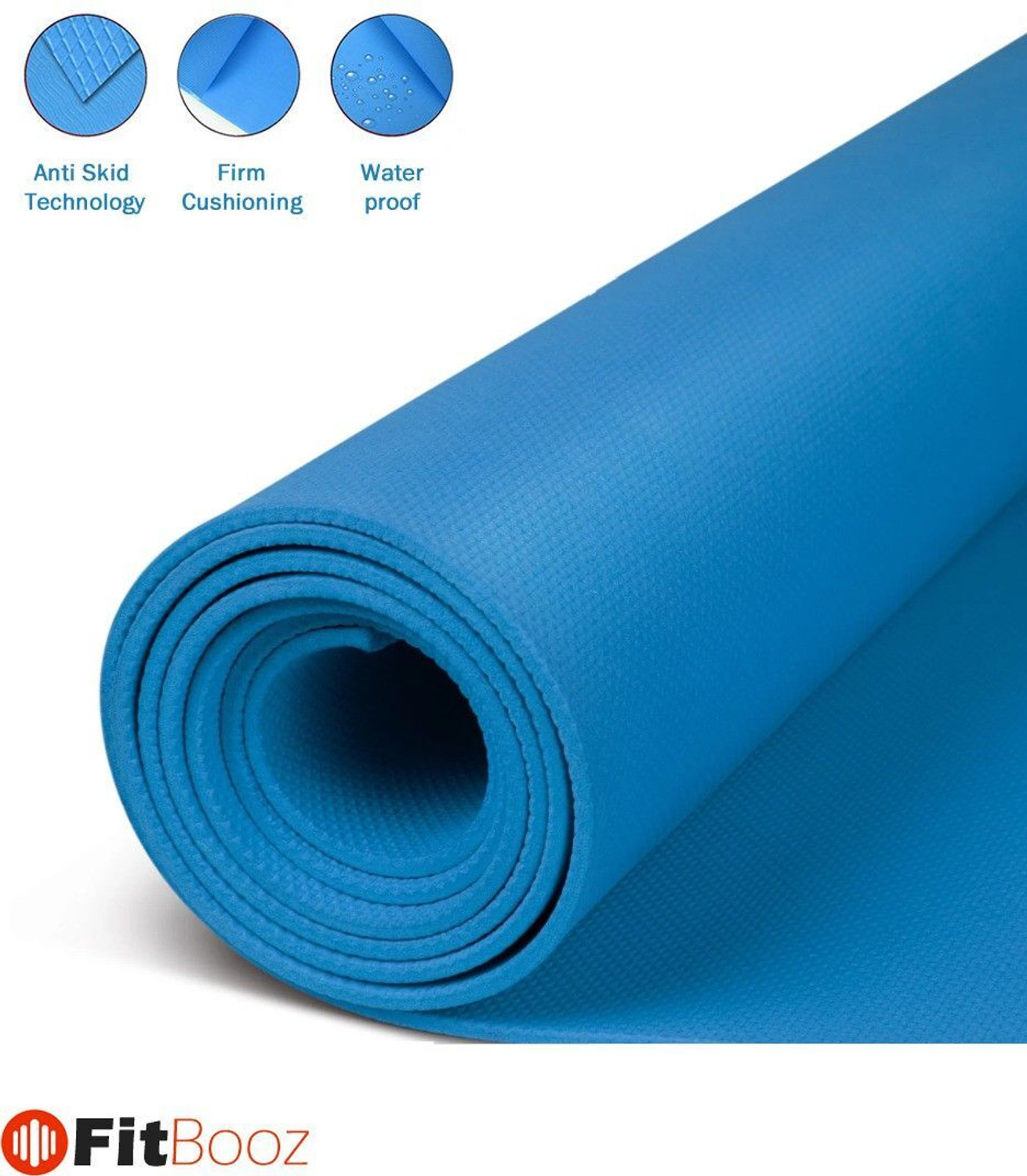 Image of Flexura 4mm Blue Anti Skid Yoga /Exercise Mat with Carry Bag for Men & Women Blue 4mm mm Yoga Mat