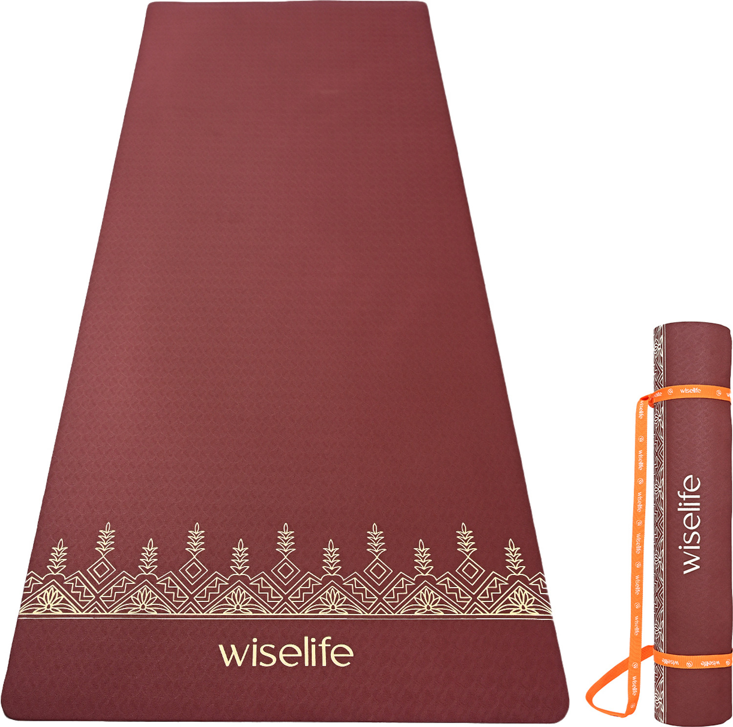 Wiselife Grande XL 6 MM TPE Yoga Mat for Men & Women | Extra Thick, Long & Wide Maroon 6 mm Yoga Mat