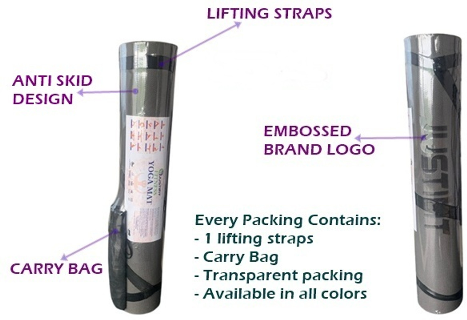 Image of JUSTIFIT Anti slip Best Quality Eva Eco Friendly Yoga Mat With straps Maroon 4 mm Yoga Mat