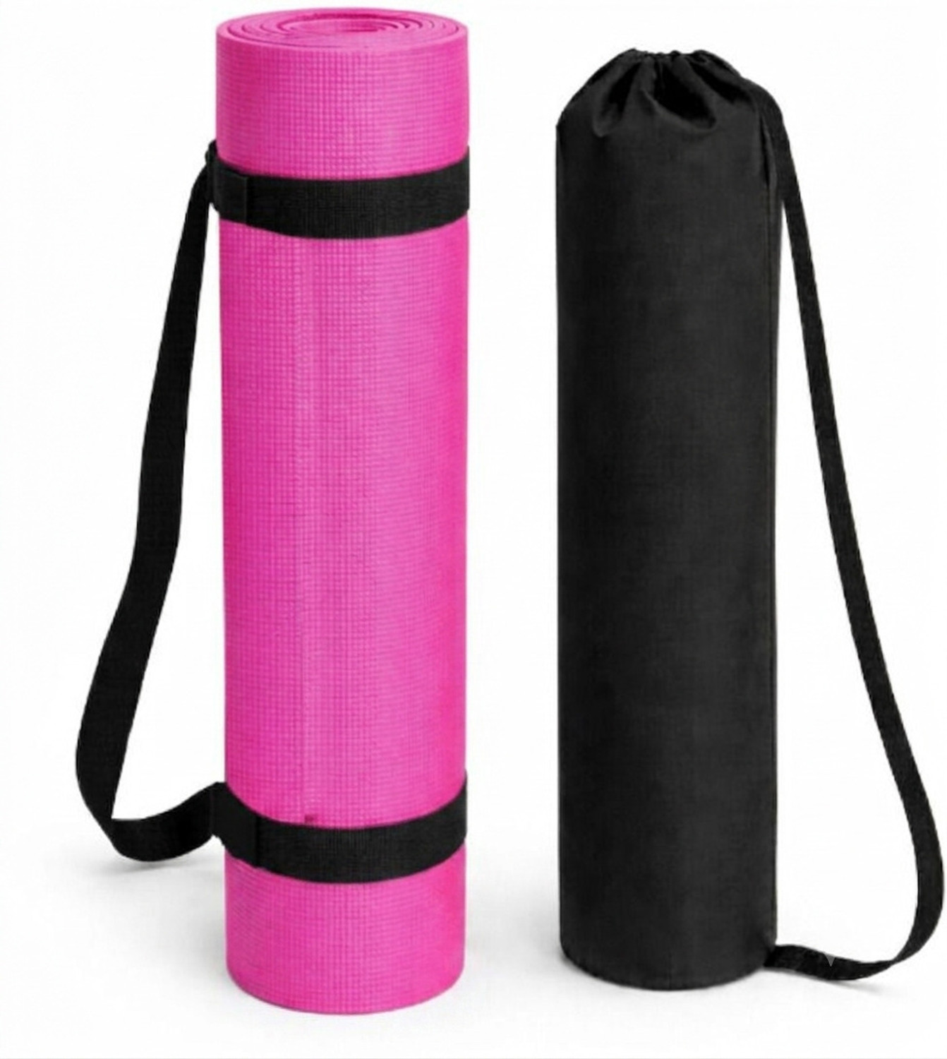 Image of AURABASE Soft Premium EVA Yoga Mat with Carrying Bag, Anti Skid, Home & Gym, Men(PINK) Blue 4 mm Yoga Mat