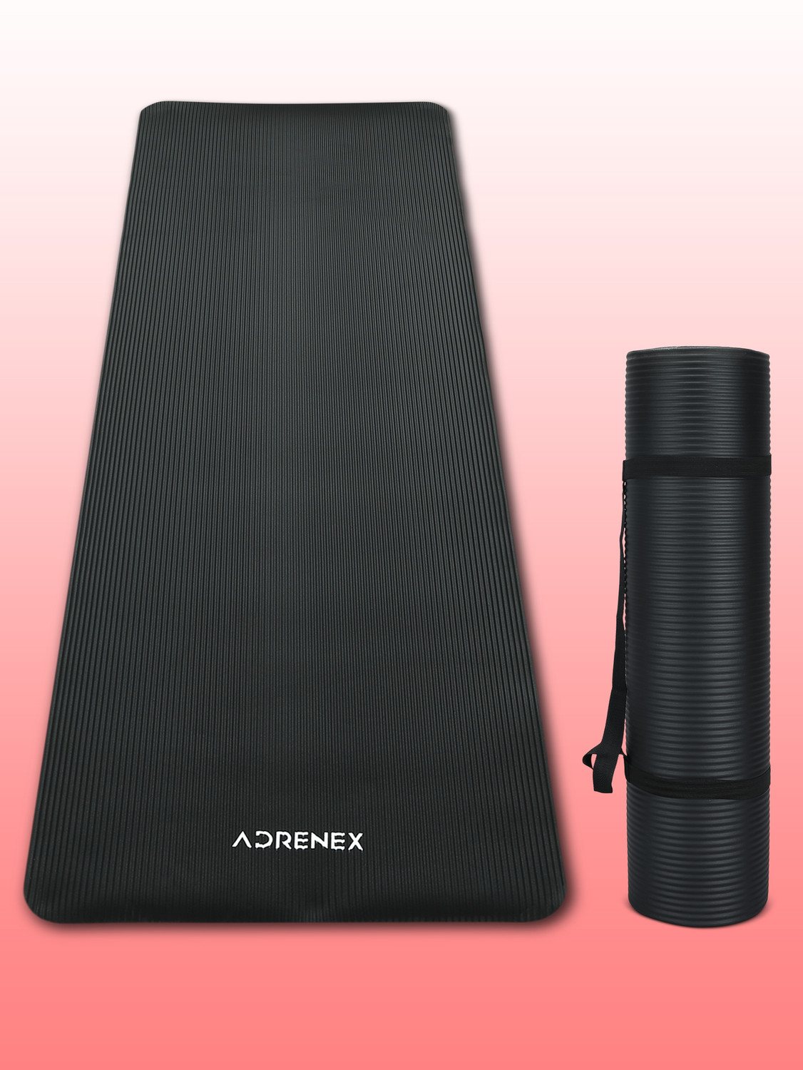 Image of Adrenex by Flipkart Active NBR Exercise and Yoga Mat, Non Toxic Phthalate Free with Strap Black 8 mm Yoga Mat