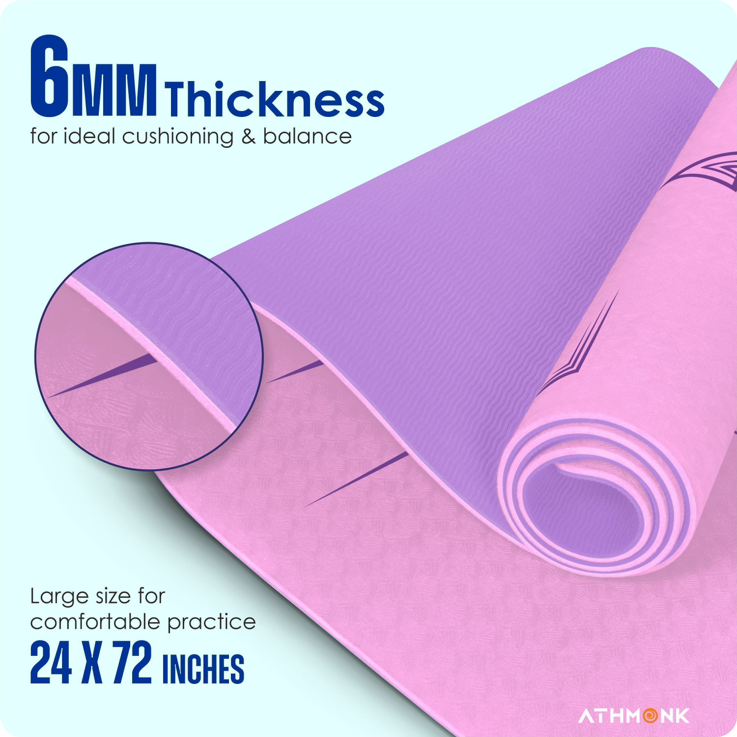 Image of Athmonk Dual Colour TPE Pro Yoga Mat for Woman and Man with Alignment Guide Lines 6 mm Yoga Mat