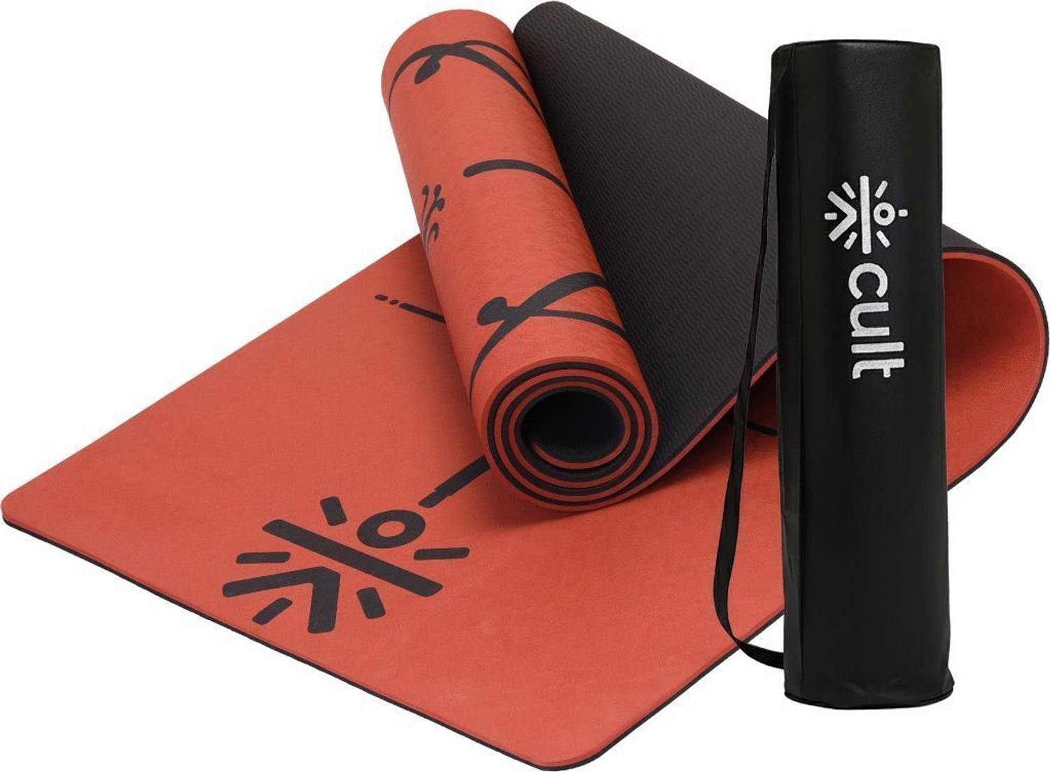Cult Unisex 8 mm Dual Color Yoga Mat with Bag and Strap