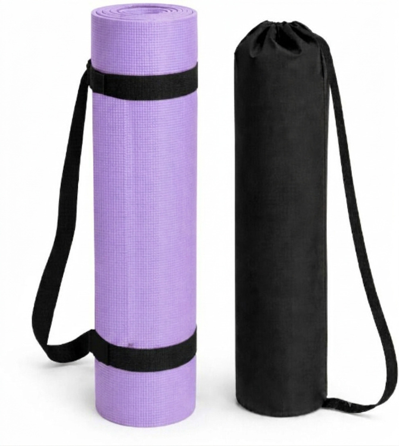 Image of SMTR Yoga Mat Travel Friendly Non Slip with Carry Strap and Carry Bag PURPLE 4 mm Yoga Mat