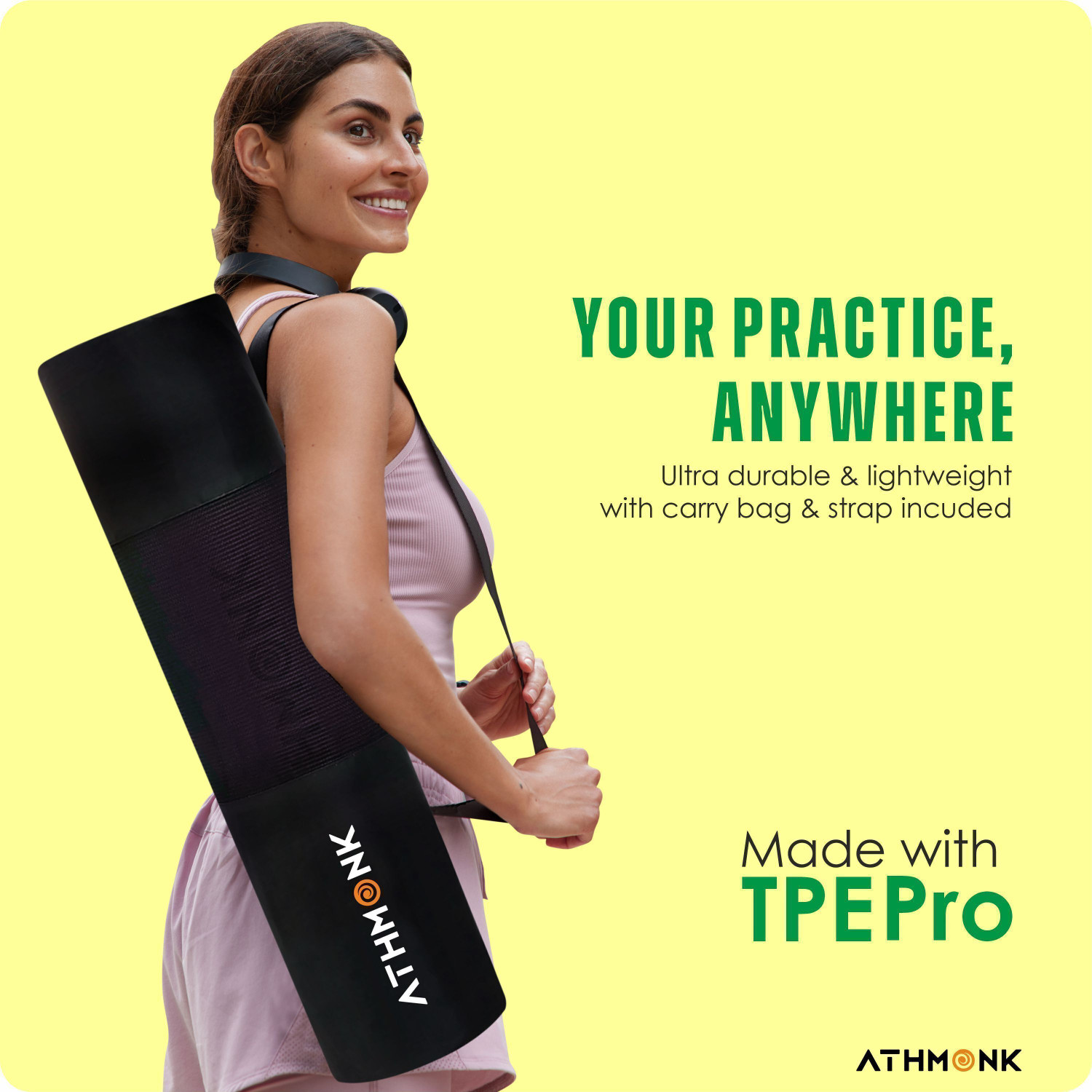 Image of Athmonk Dual Colour TPE Pro Yoga Mat for Woman and Man with Alignment Guide Lines 6 mm Yoga Mat