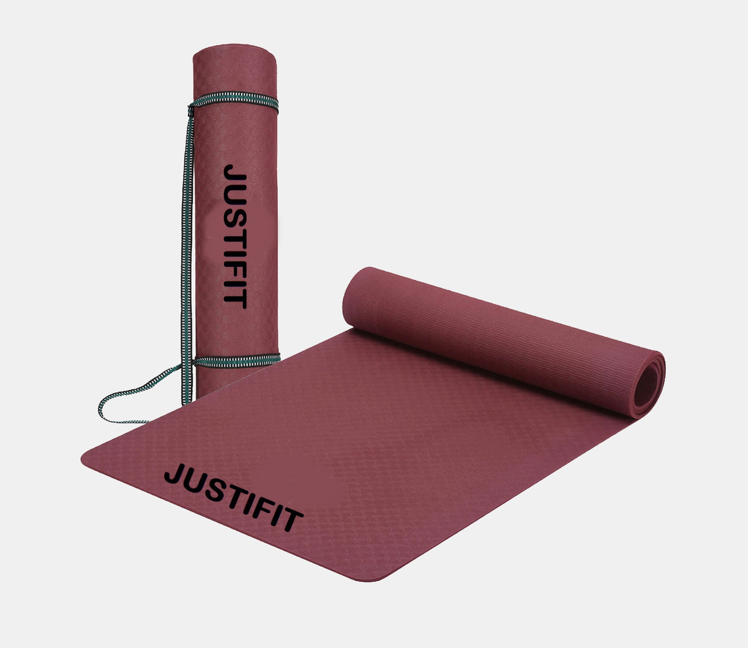 Image of JUSTIFIT Anti slip Best Quality Eva Eco Friendly Yoga Mat With straps Maroon 4 mm Yoga Mat
