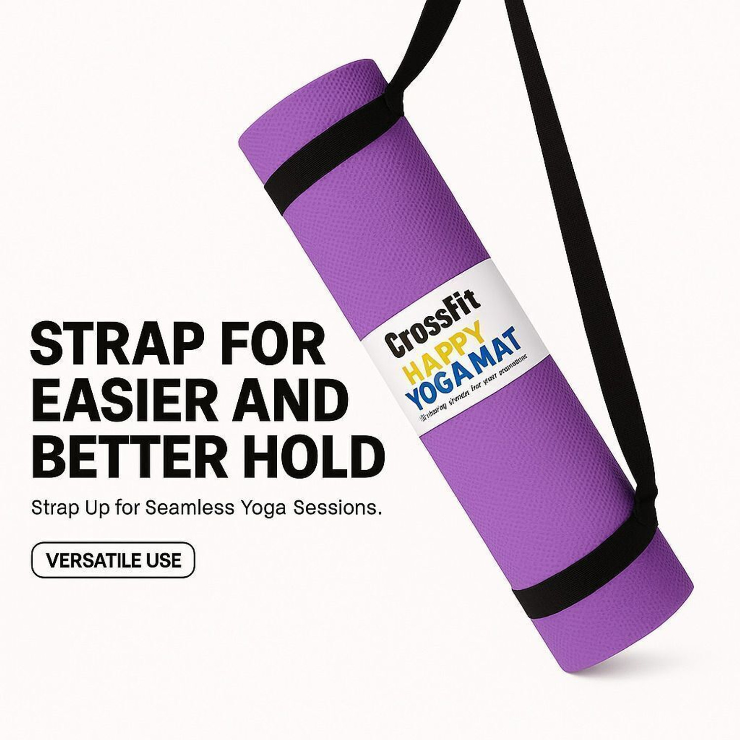 Image of Crosfit 4-5 mm Purple yoga mat with carry strap Purple 4-5 mm Yoga Mat