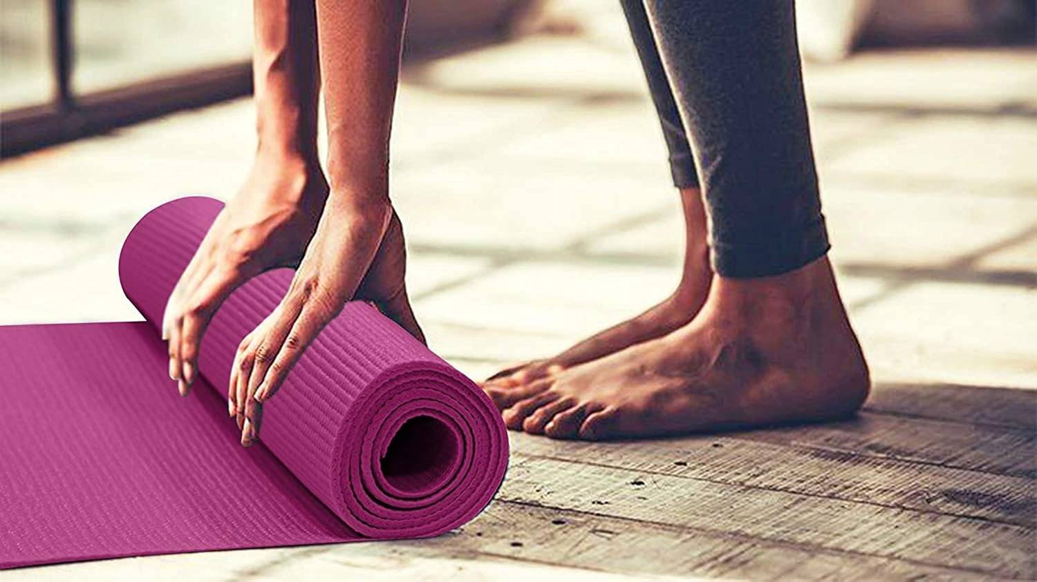 JUSTIFIT 6mm Maroon Yoga Mat with Strap - Image 5