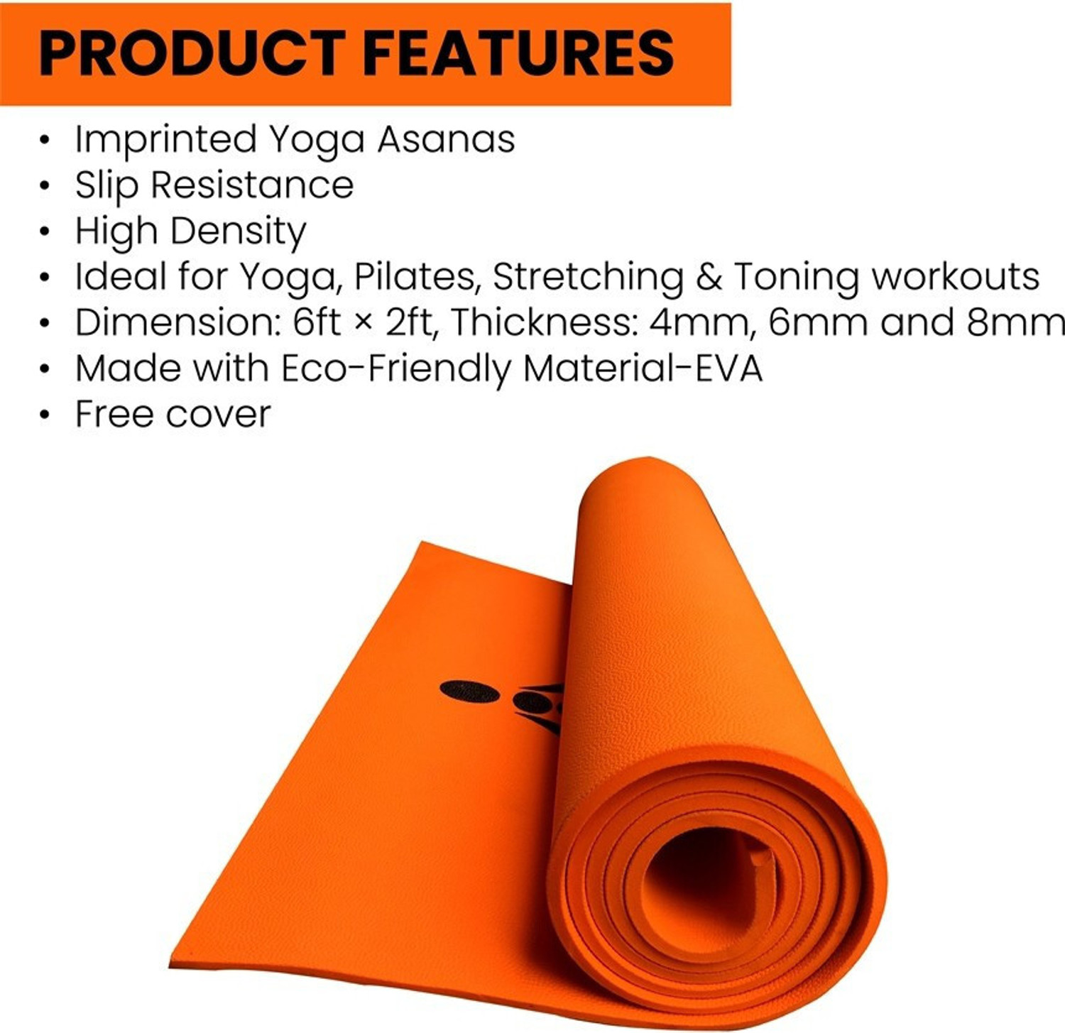 Image of STAG Yoga Mantra Asana Orange 12 mm Yoga Mat