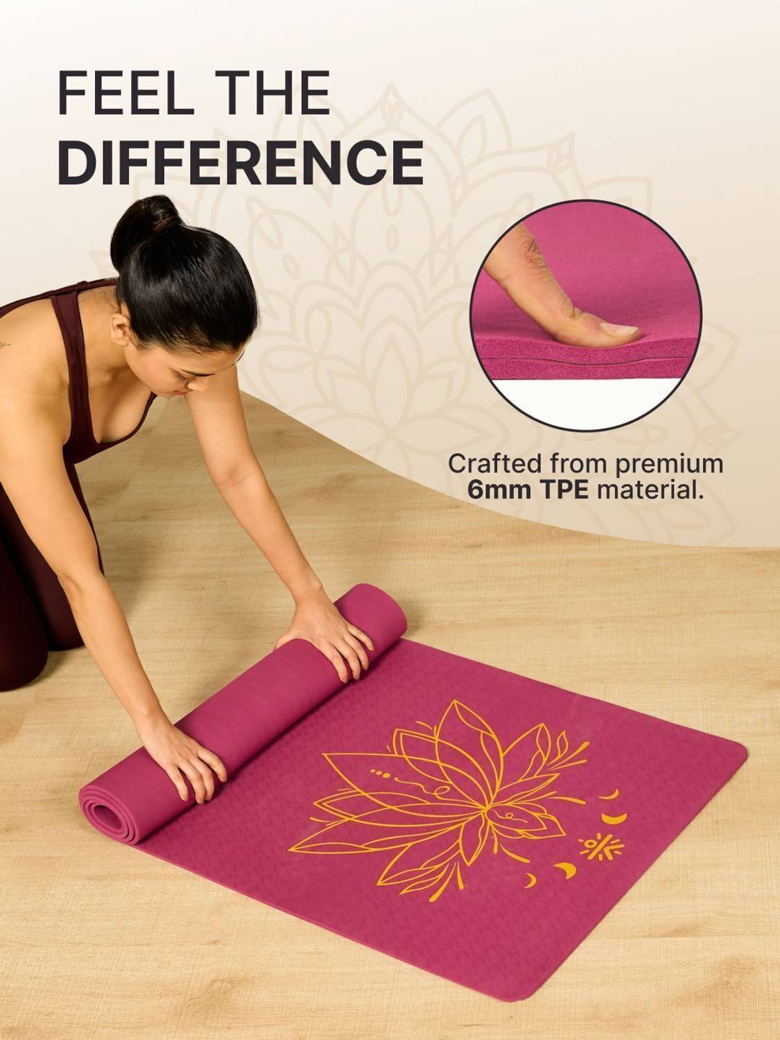 Cult 6mm Dual Color Wine/Black Yoga Mat - Image 4