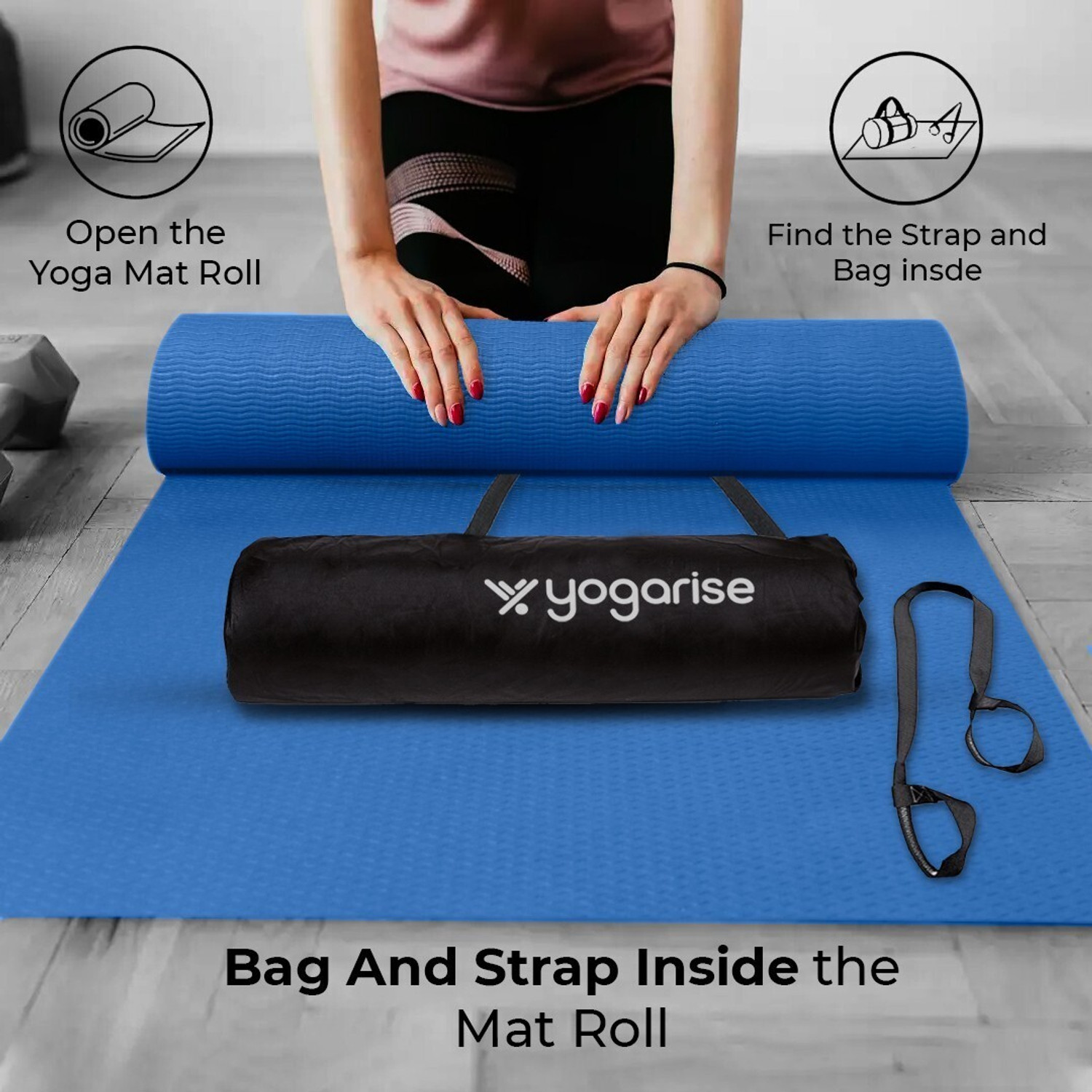 Image of YOGRISE 6mm Yoga Mat with Shoulder Strap & Bag Yoga mats for Home Gym & Outdoor Workout 6 mm Yoga Mat