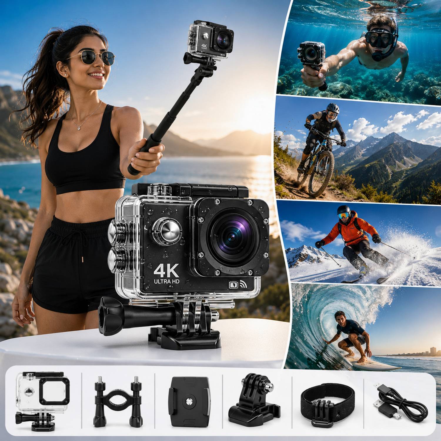 MYZO GOPRO 4K 4K Waterproof Ultra HD 16MP Camera for Motorcycle, Cycling & Travel Sports and Action Camera