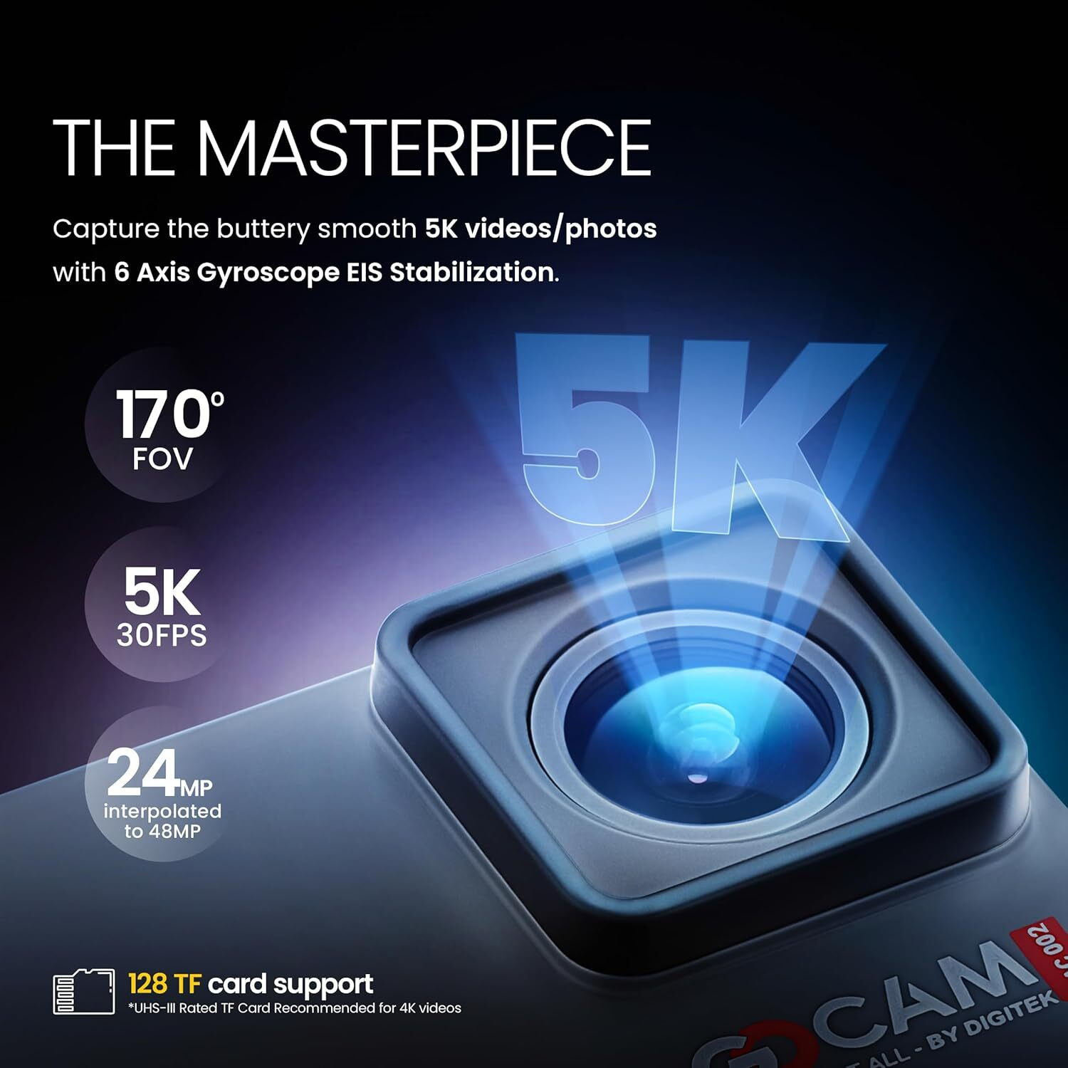 Image of DIGITEK 2 DAC-002 5K 60FPS WiFi Ultra HD with 6-Axis Gyro EIS Stabilization 150 WideAngle Sports and Action Camera