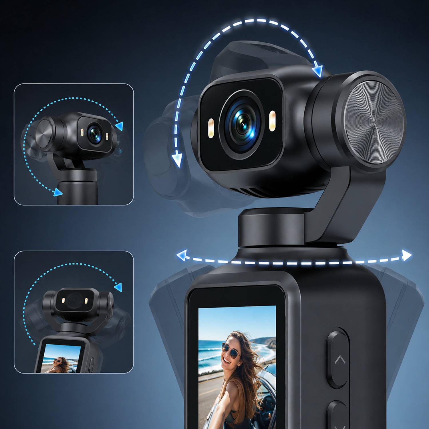 GOPROS POCKET CAMERA with 180° Rotating Lens & 90° Adjustment angle Sports and Action Camera