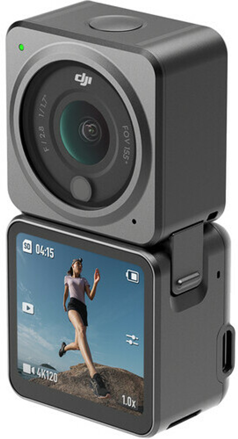Image of dji Action 2 Dual Screen Combo Dual Screen Combo with Front Touchscreen, Magnetic Versatility, 4K Recording Upto 120 fps and 155 Degree FOV, Portable and Wearable, Horizon Steady, AI Editor, 10 m Waterproof Sports and Action Camera