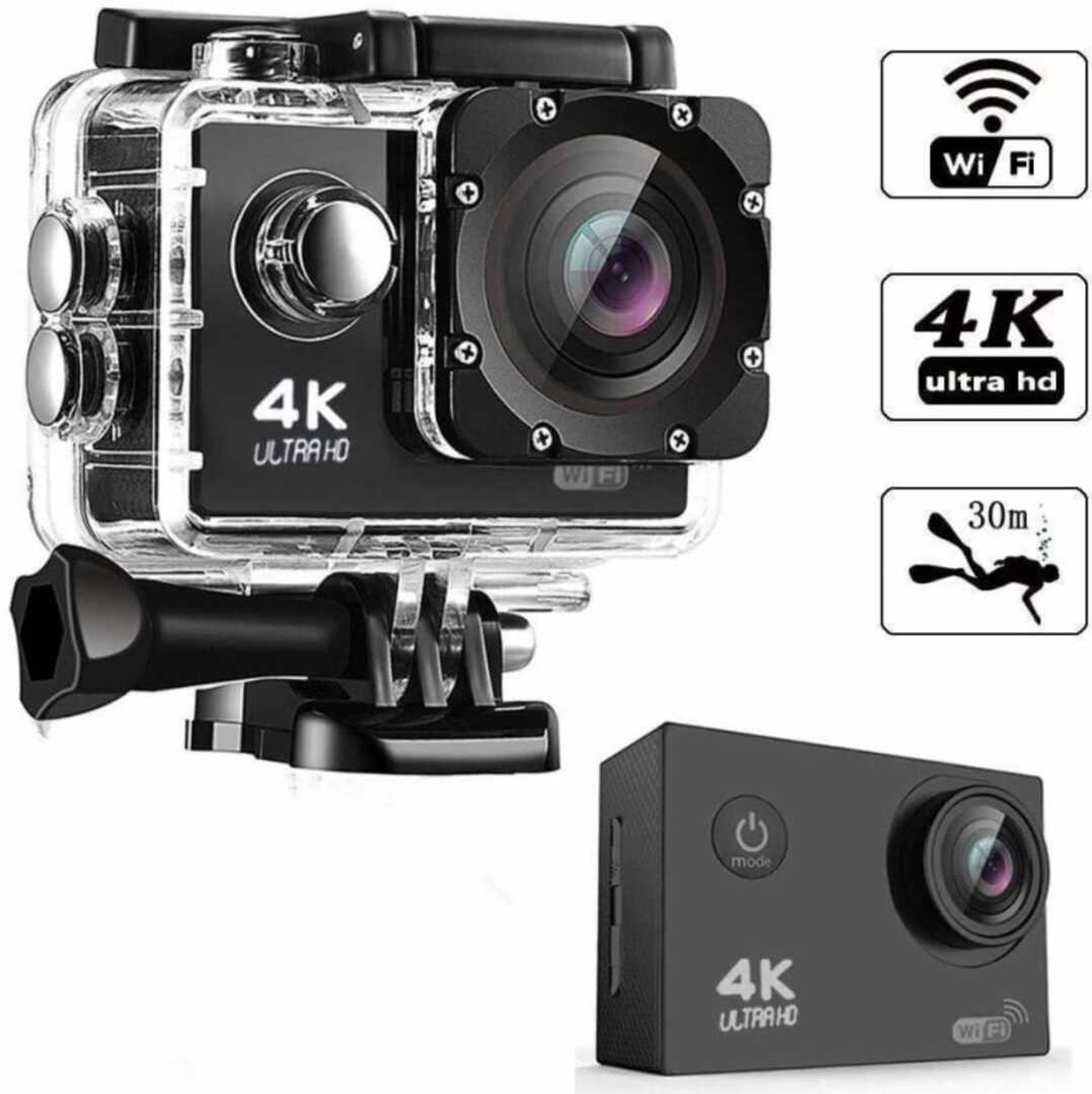 Image of Safii GoPro Action camera 4k Waterproof Action Camera 4k Vlogging GoPro Camera, Helmet Camera 4k Sports and Action Camera (Black, 30 MP)
