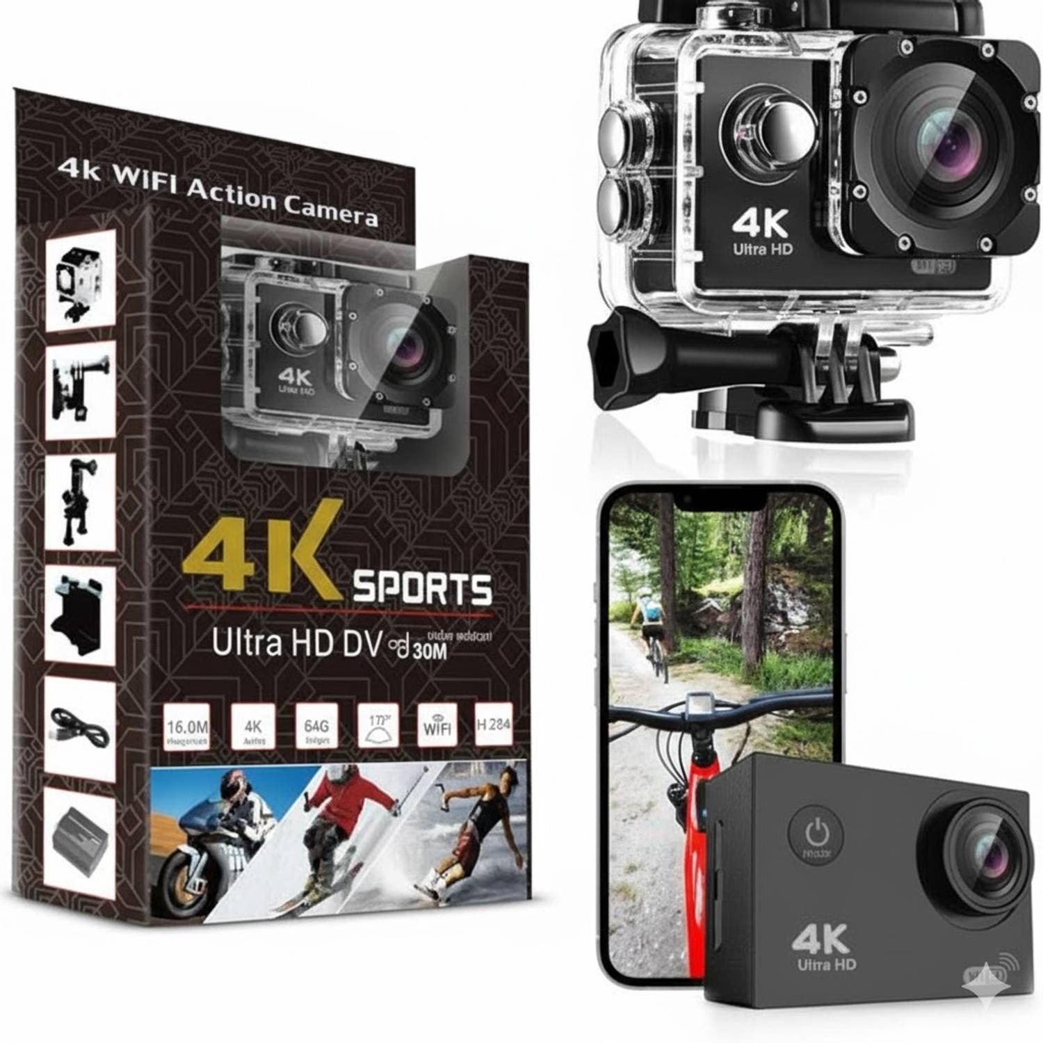 4K Wearable Action Camera – Thumb-Size Sports Cam With 64GB, WiFi