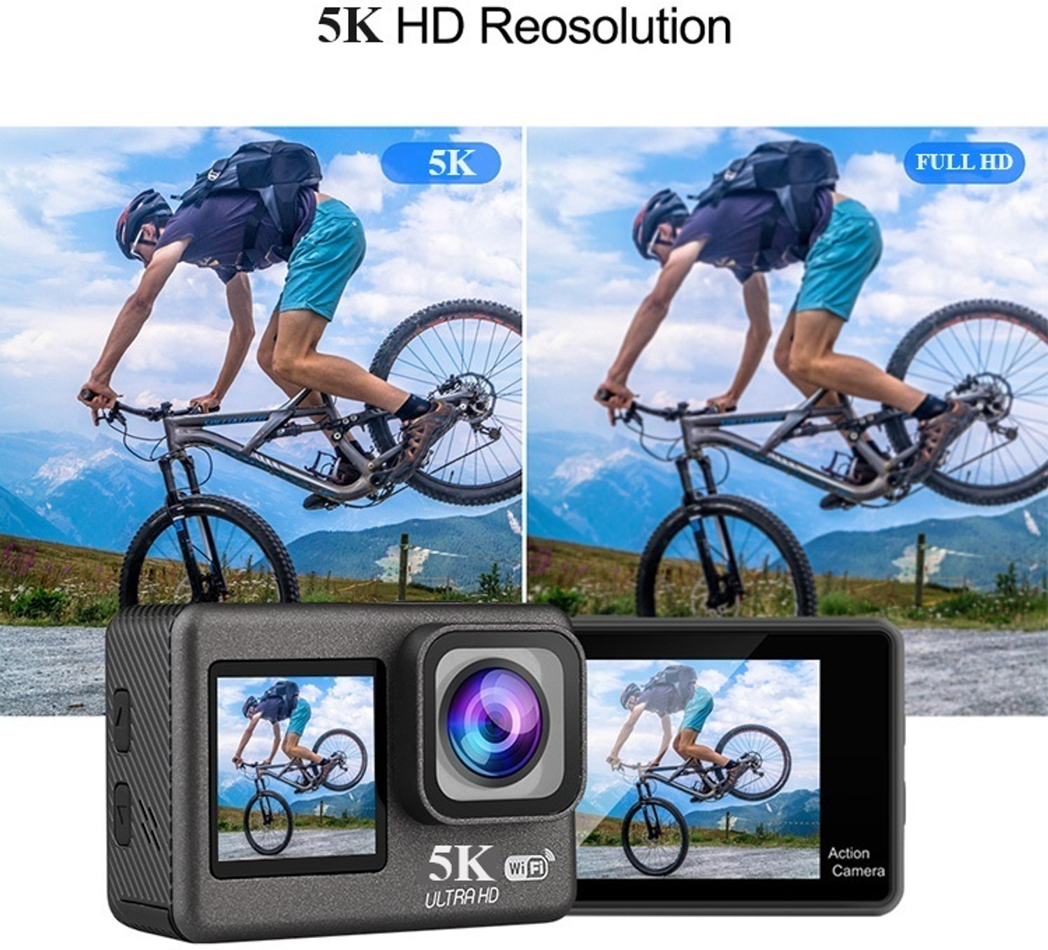Image of Orlov 5K 5K Action Camera 60FPS 24MP Dual Screen WiFi Waterproof EIS Sports and Action Camera