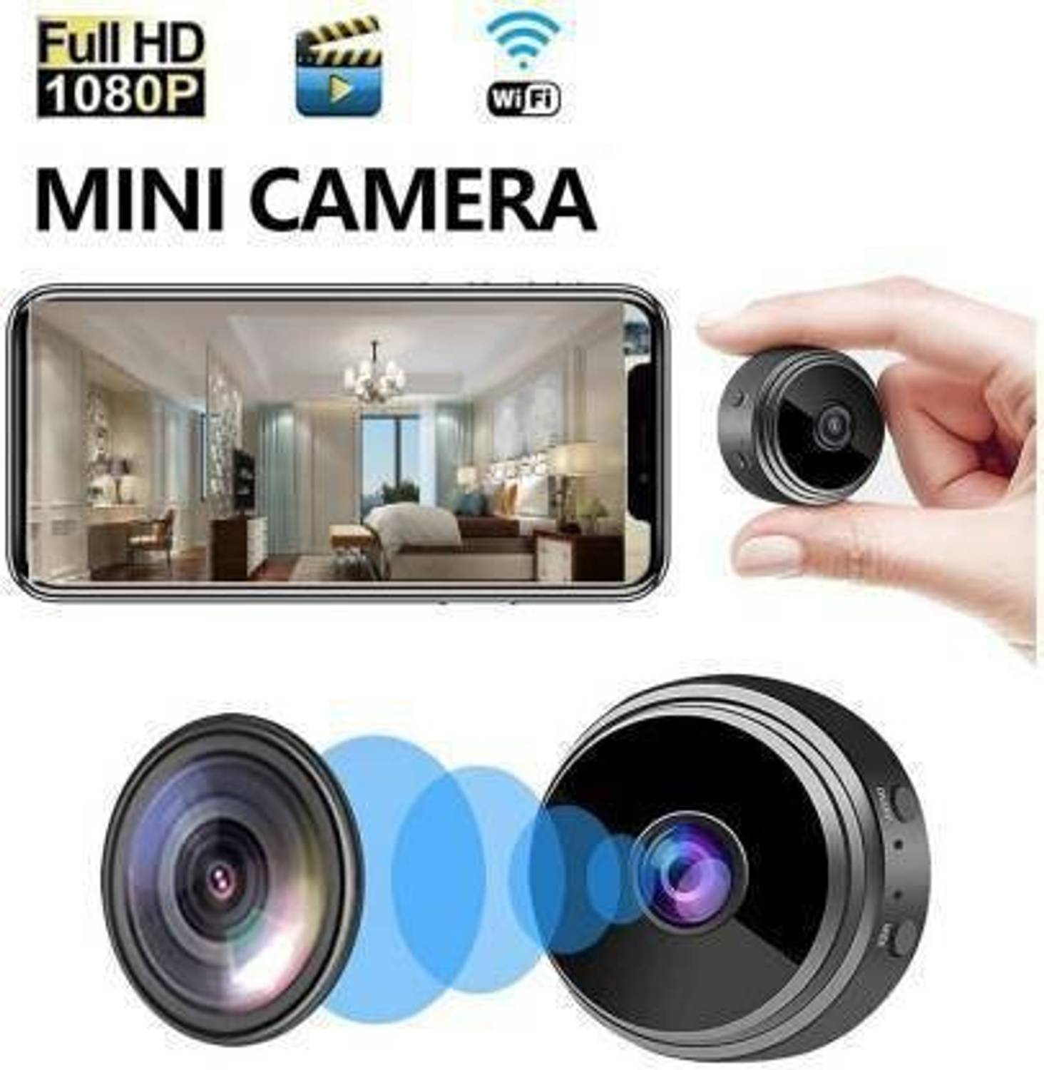Bzrqx Mini Wireless WiFi HD 1080P Portable Home Security WITH NIGHT VISION IN FULL HD Sports and Action Camera