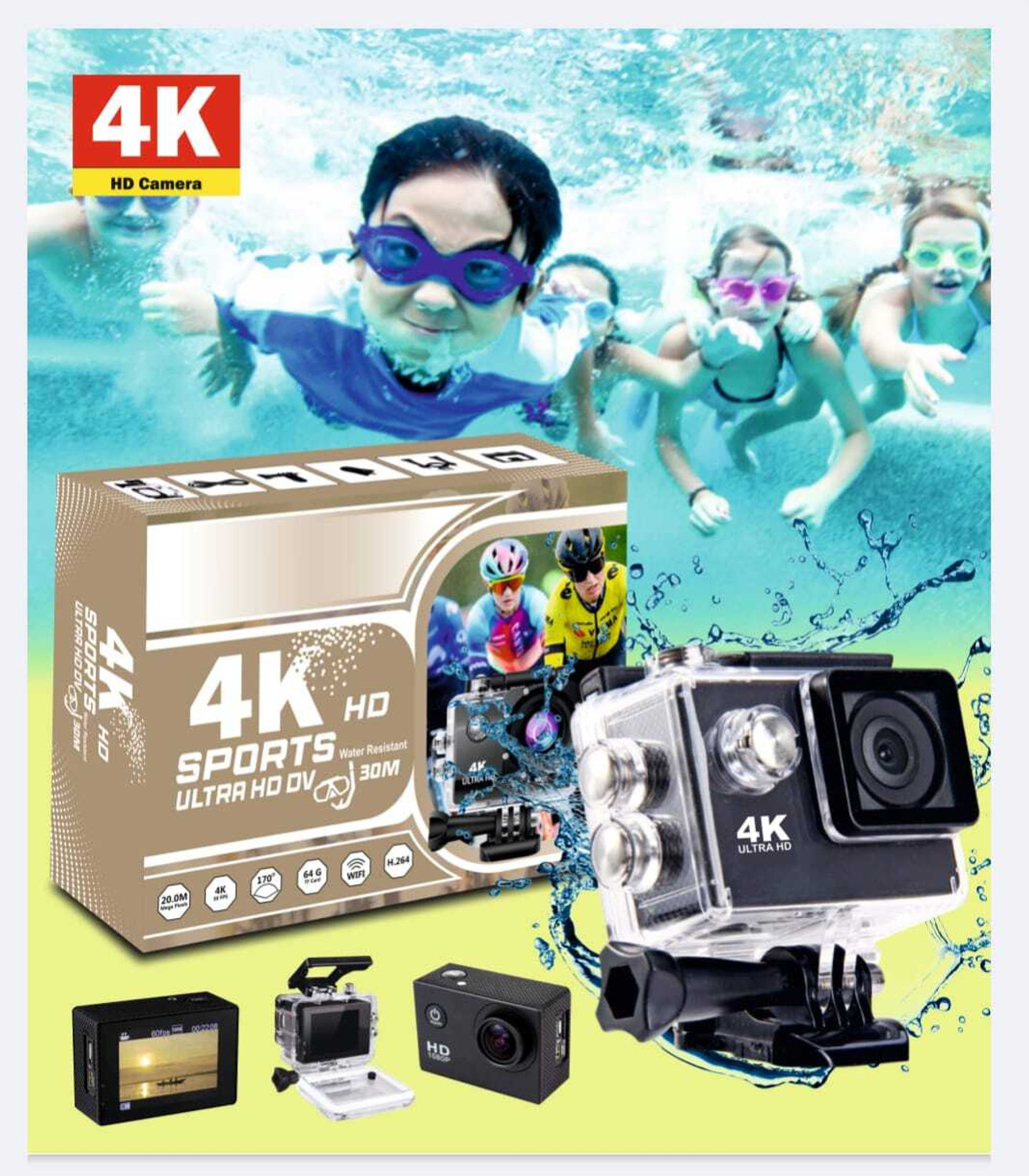 Image of WANDEREYE Action camera Action Camera 4k16MP Wifi 30M Waterproof Action Camera Sports DV Camcorder Sports and Action Camera