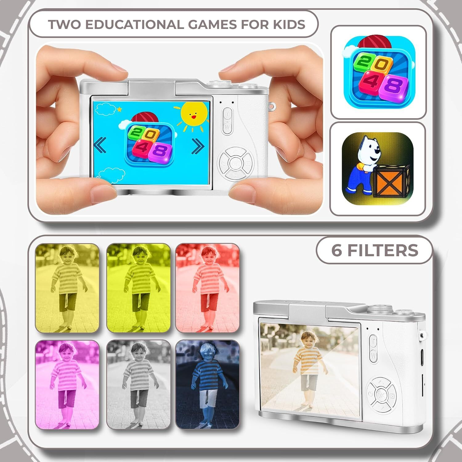 Image of CASON 07 WT 48MP Digital Camera for Kids-Real Photo & Video Mini Camera for Photography Sports and Action Camera