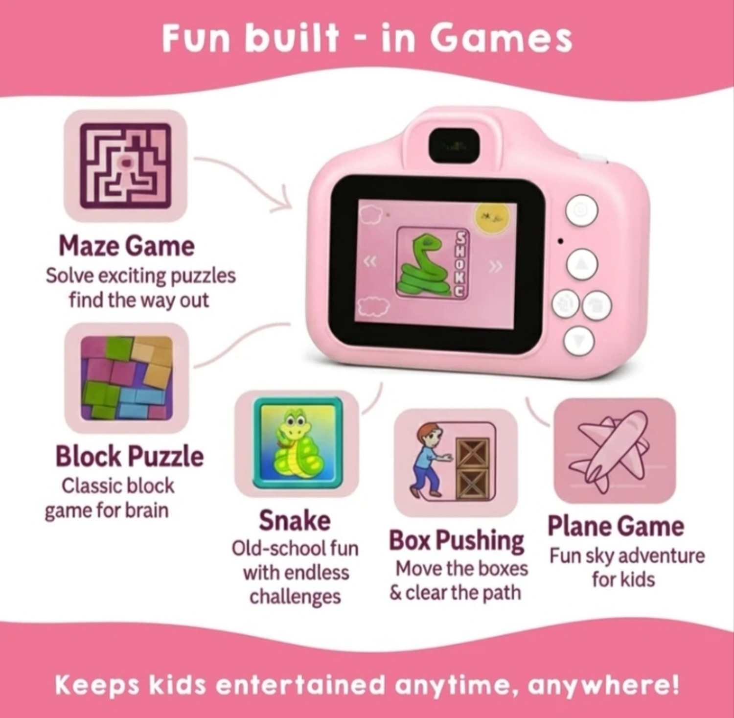 Image of PLAYVEX Kids camera Kids Digital Camera, 6+ Years, Photo & Video Recorder, Full HD 1080P, Portable Sports and Action Camera