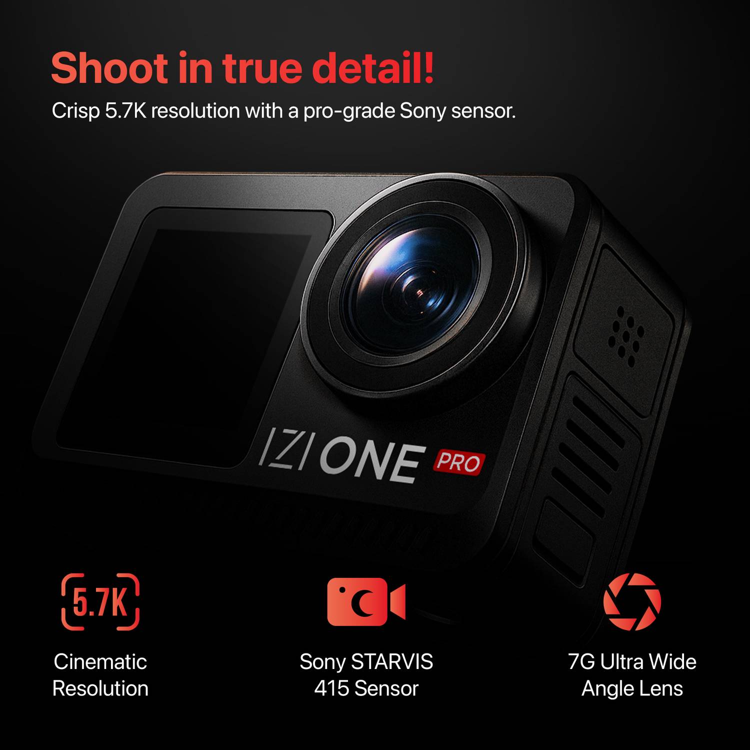 IZI ONE PRO 5.7k Action Camera, HD STARVIS Sensor, Waterproof