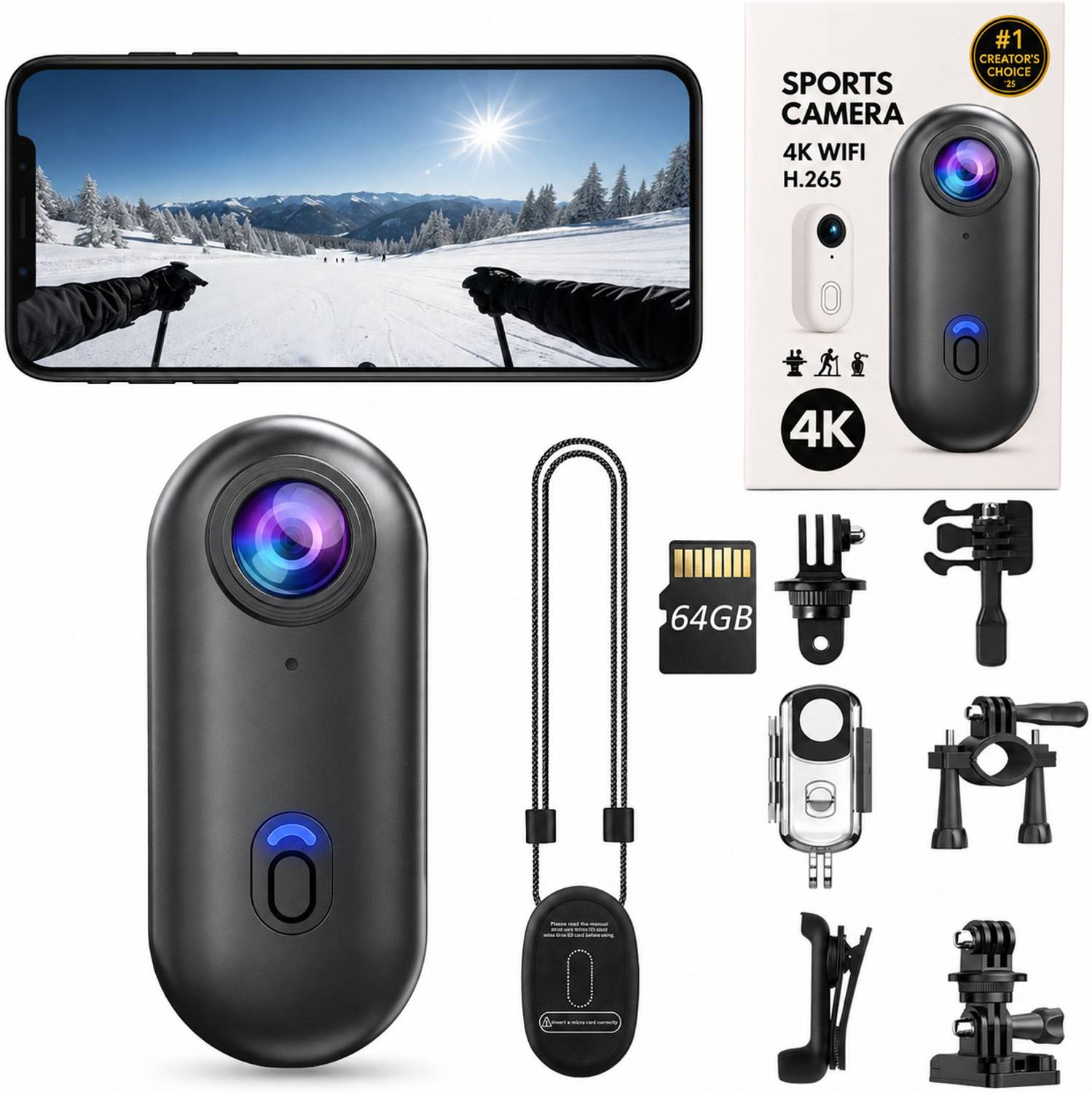 Divine creation i3 4K Thumb Action Camera i3 4K Thumb Action Camera Mini Portable Sports Camcorder Ultra HD Recording C47 Sports and Action Camera