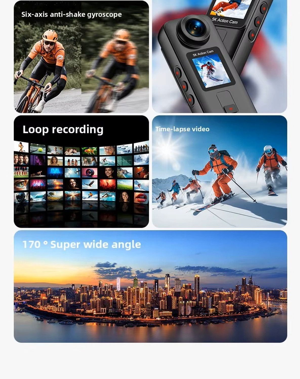 Image of Cubonic 5K Handheld 30fps G Pro Mark II Dual Display 24MP 2 inchTouchscreen WaterProof 30m Safety Case| 6-Axis Anti-Shake |170 Wide 1350MaH Dual Battery Sports and Action Camera
