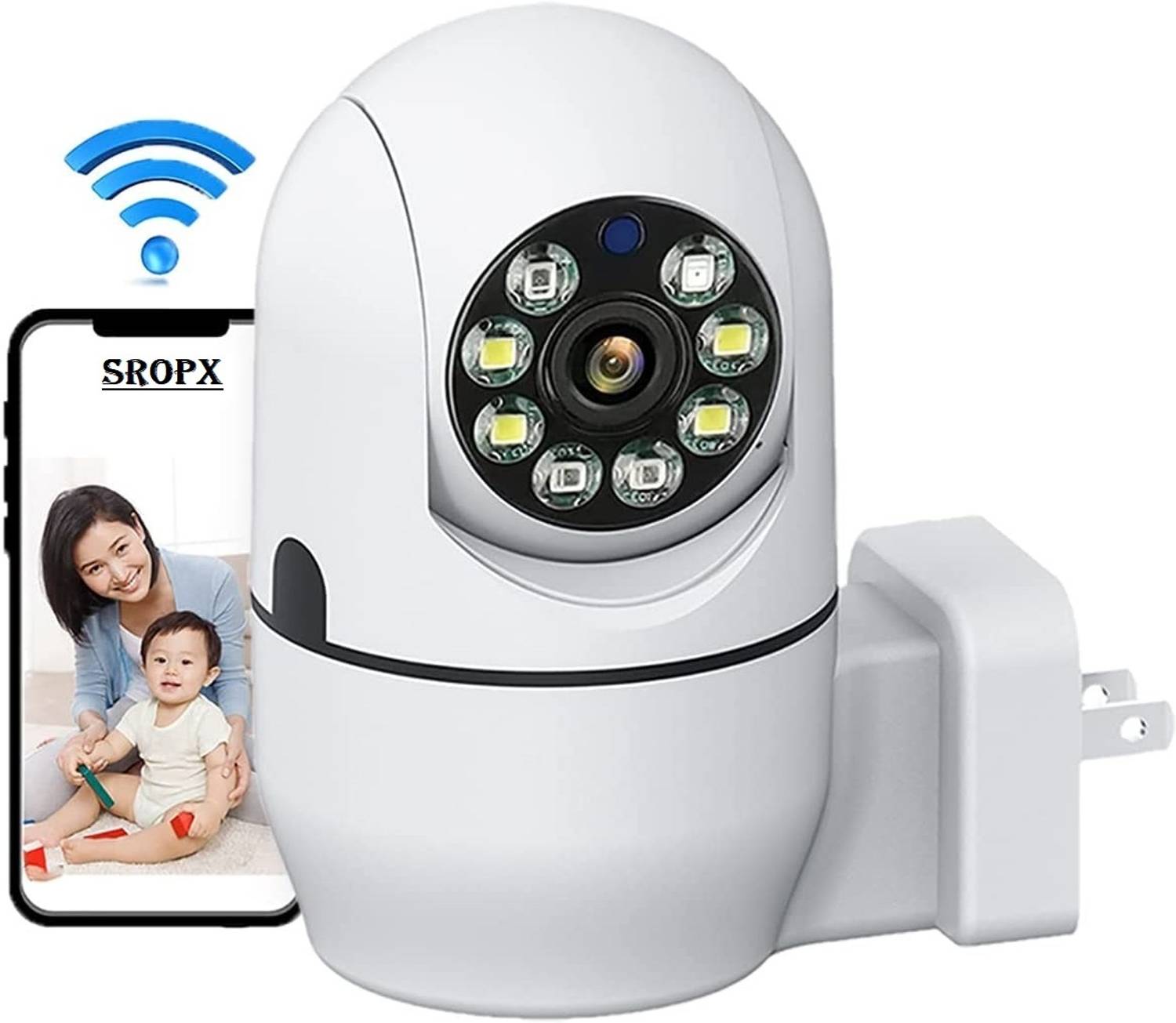 SROPX Hidden Camera Plug 360° Home Office WiFi Camera Outdoor PTZ CCTV Sports and Action Camera