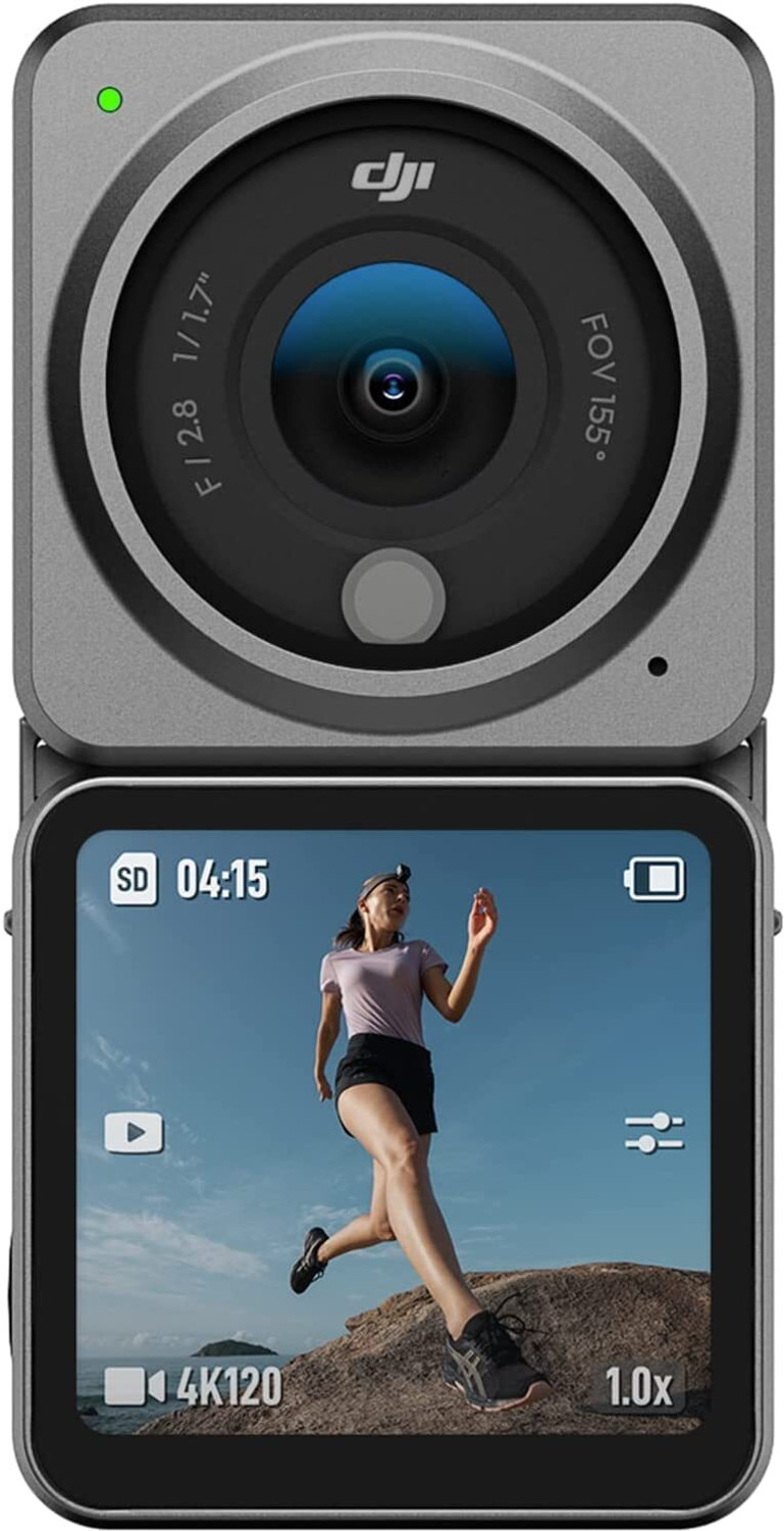Image of dji Action 2 Dual Screen Combo Dual Screen Combo with Front Touchscreen, Magnetic Versatility, 4K Recording Upto 120 fps and 155 Degree FOV, Portable and Wearable, Horizon Steady, AI Editor, 10 m Waterproof Sports and Action Camera