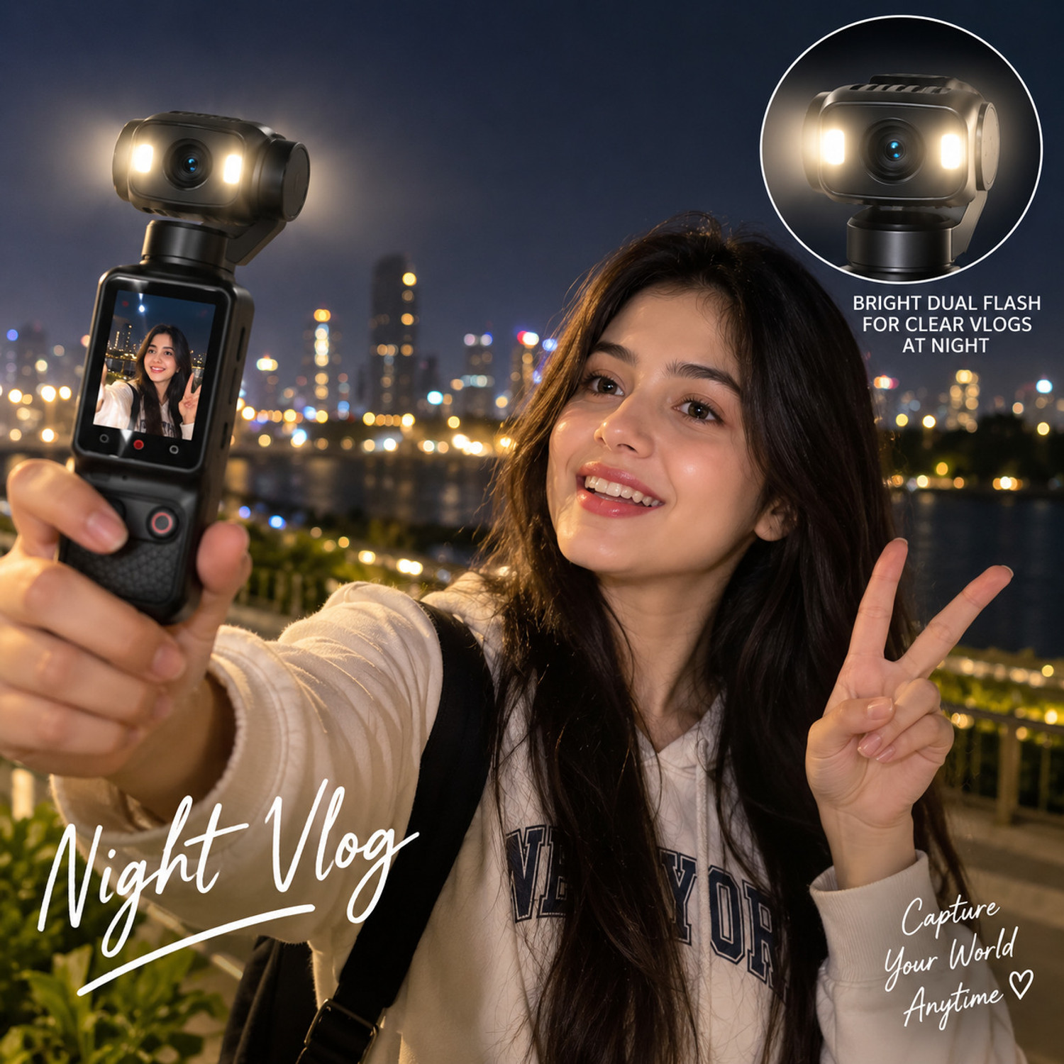 Image of INFRA POCKET Gimbal 4K Vlogging Camera with 180 Rotating Lens & 90 Adjustable Angle Sports and Action Camera