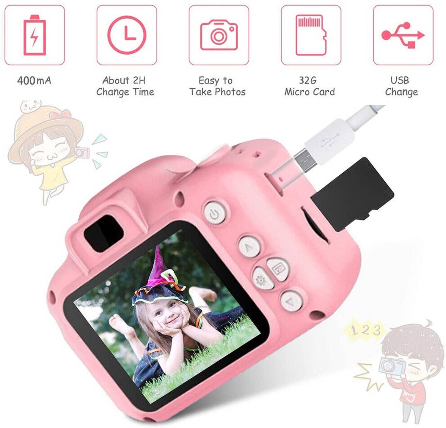 AVOIHS Gift toys 1080P Digital Camera Gift Kids Baby Girls 2.0 Camcorder Video Child Cam Recorder Sports and Action Camera