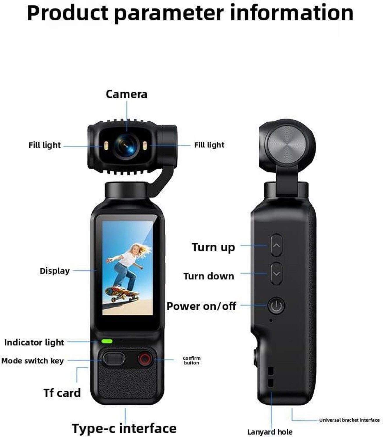 Image of MAFAI 4K Ultra HD Handheld Camera, 270 Rotatable Action Camera for Vlogging Sports and Action Camera