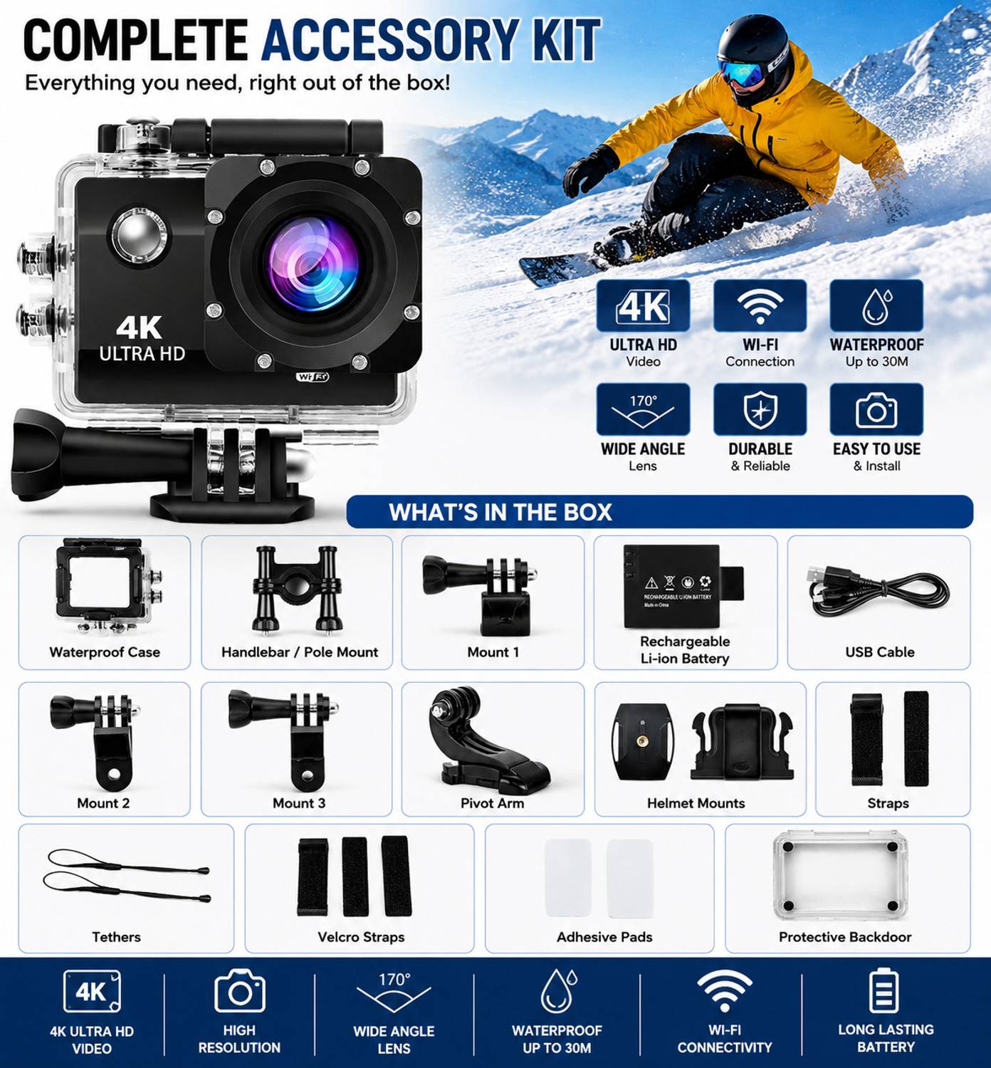 TECHNDFUTURE ACTION CAMERA Action Camera 2k16MP Wifi 30M Waterproof Action Camera Sports DV Camcorder Sports and Action Camera