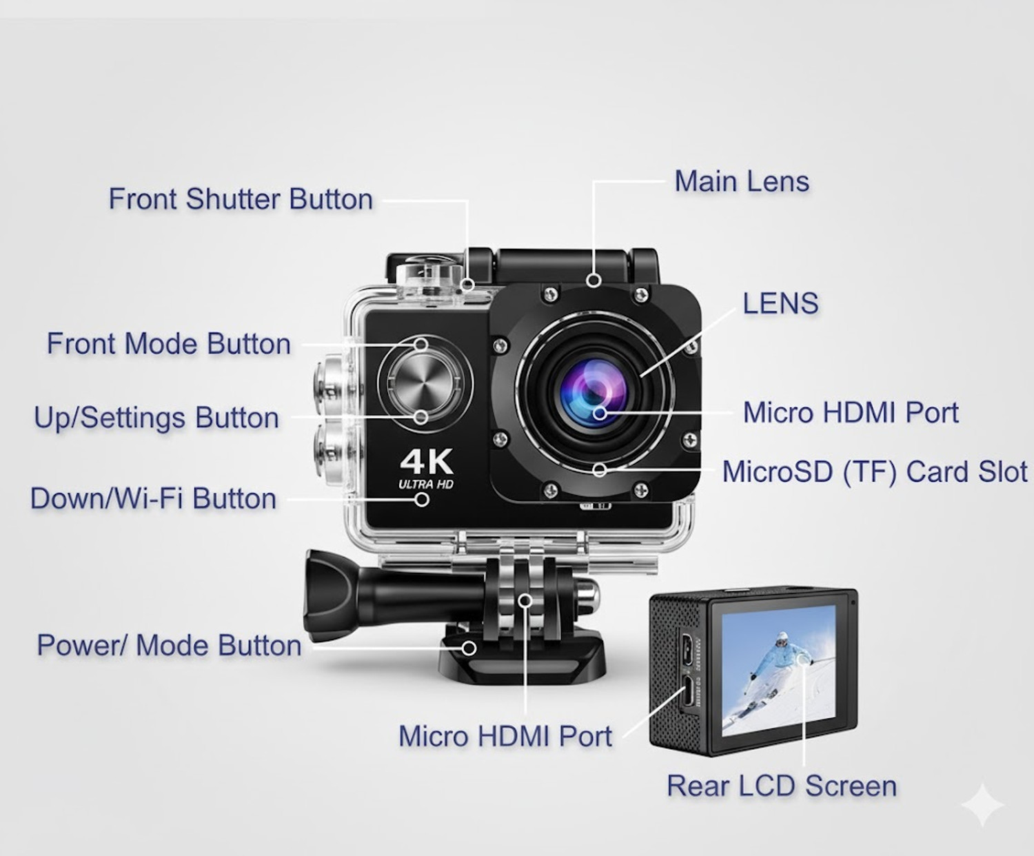 Image of DSLRX Professional 4K HD Action Camera 4k 20MP Wifi 30M Waterproof Action Camera Sports DV Camcorder Sports and Action Camera