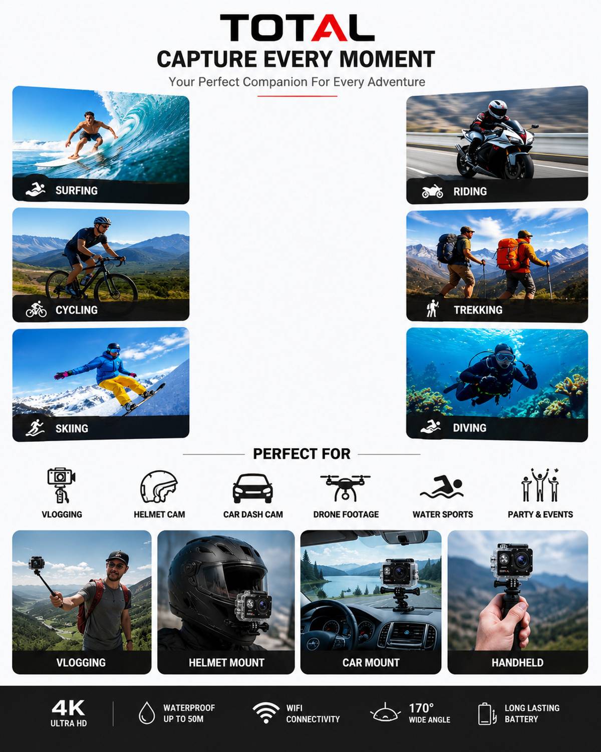 TOTAL Go Prox 4K Action Camera 20MP - Image 4