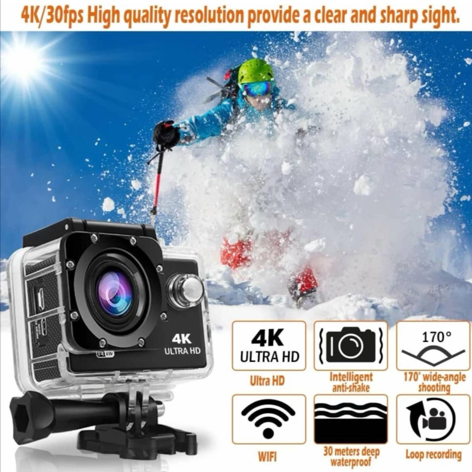 Pixel ZX 4K S26 4k20MP Wifi 30M Waterproof DV Camcorder Sports and