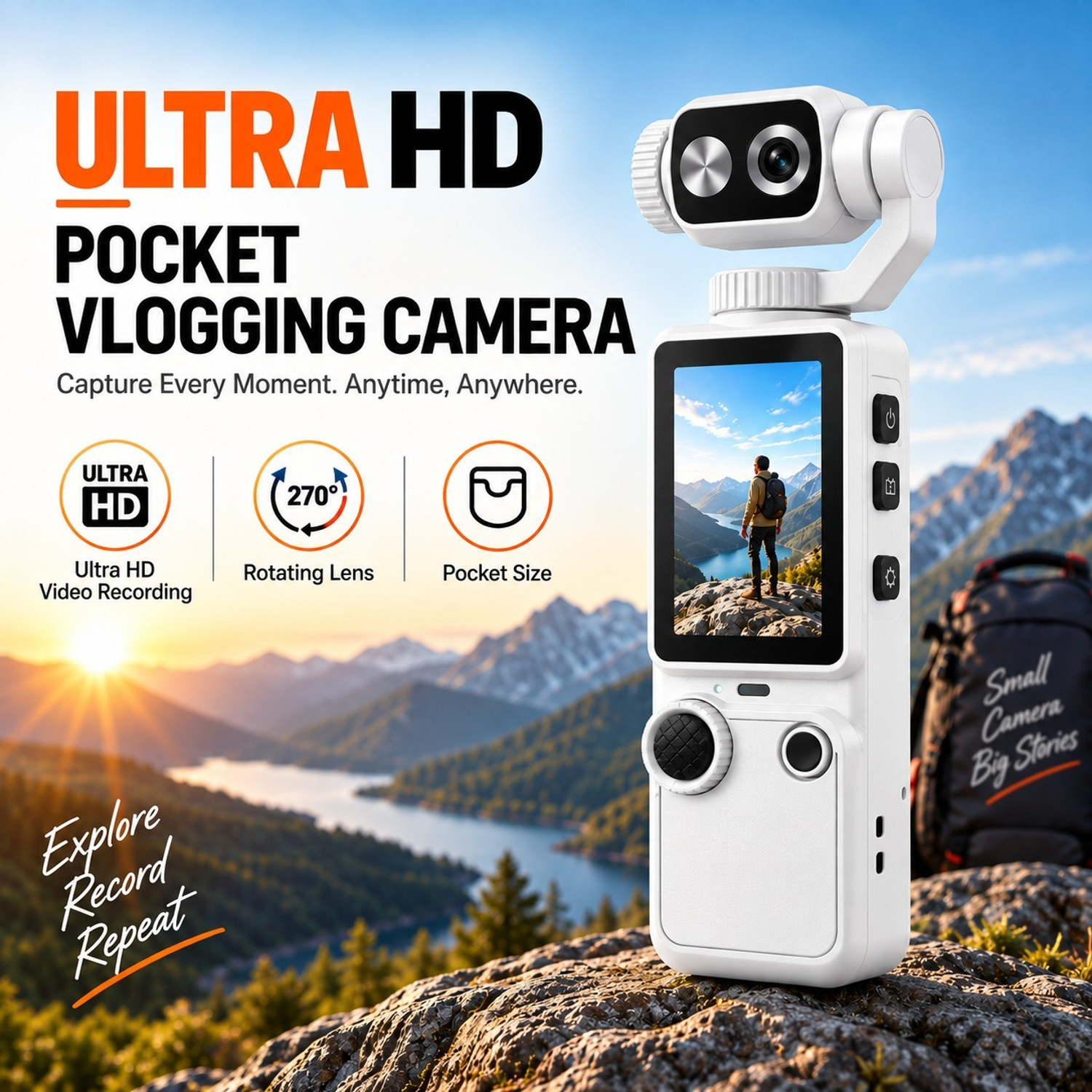 Image of OPPTECH POCKET CAMERA Trending 270 Rotating lens + ultra HD video camera Sports and Action Camera (Multicolor, 20 MP)