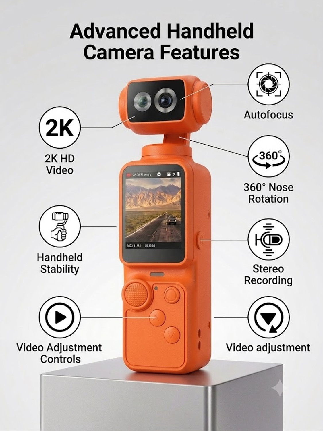 Image of NIMOX POCKET CAMERA Trending 270 Rotating lens + ultra HD video camera Sports and Action Camera (Orange, 20 MP)