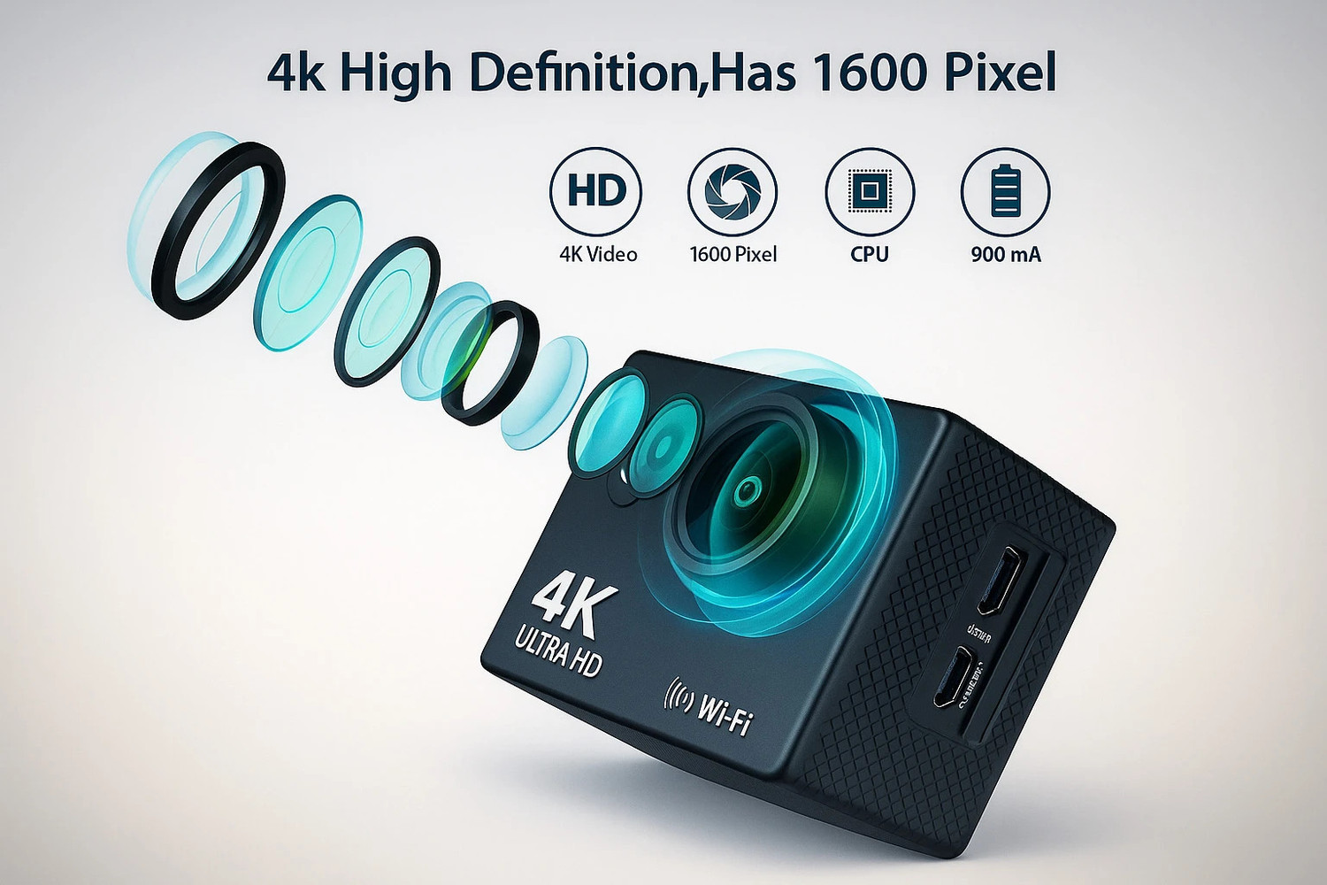 Image of GOPRC Sports Action camera 4K Action Camera for Biking, Hiking & Underwater with 30M Waterproof Case Sports and Action Camera