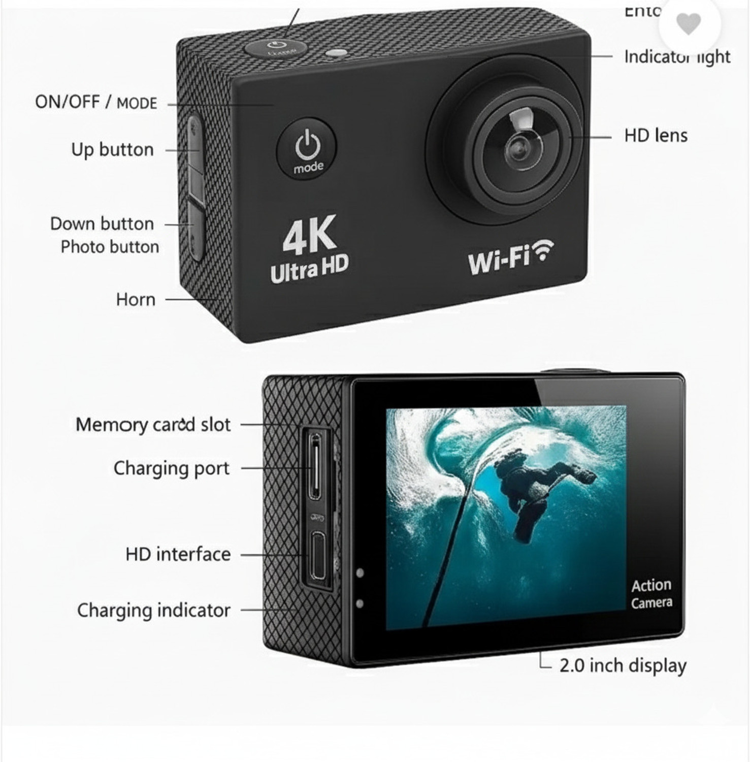Image of GoproX 4K ACTION Volt Vision 4K Ultra HD WiFi Action Camera Sports and Action Camera