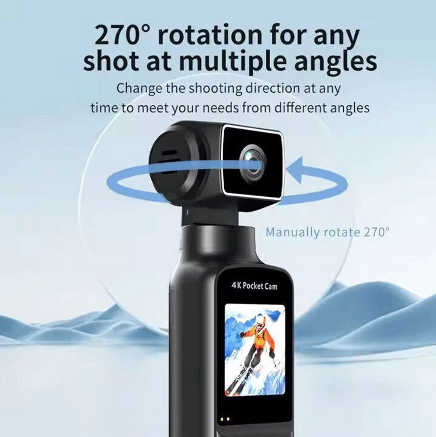 Image of GUPTAVISION 4K Ultra HD Pocket Camcorder, 270 Rotatable Pocket Sports and Action Camera Sports and Action Camera