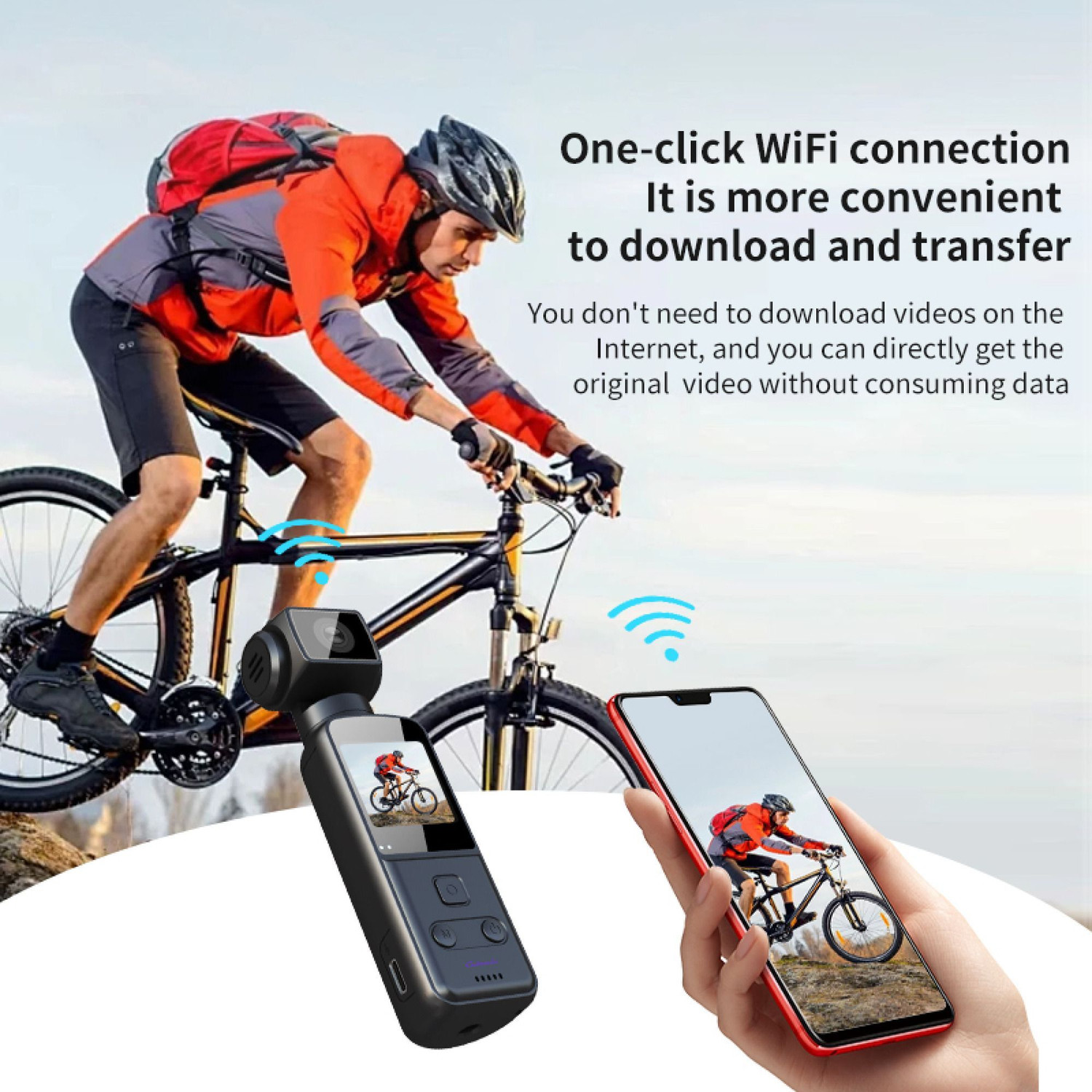 Image of Cubonic Handheld Vireo 4K Ultra HD Enabled 270 Manual Rotatable Recorder for Outdoor, Riding, Diving, Shooting Compatible with External Type-C Mic Vlogging Sports and Action Camera
