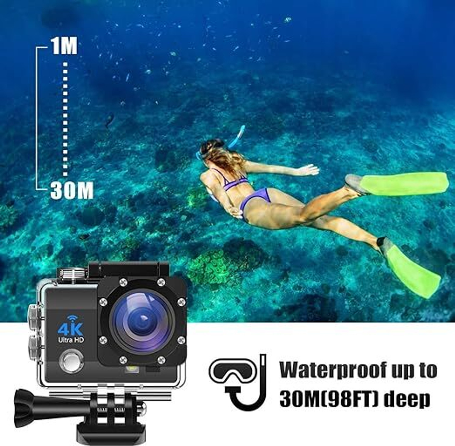 Image of Elevea Ultra HD 4K WiFi Action Camera with 170 Ultra Wide-Angle Lens: Best Gift for Riders Sports and Action Camera