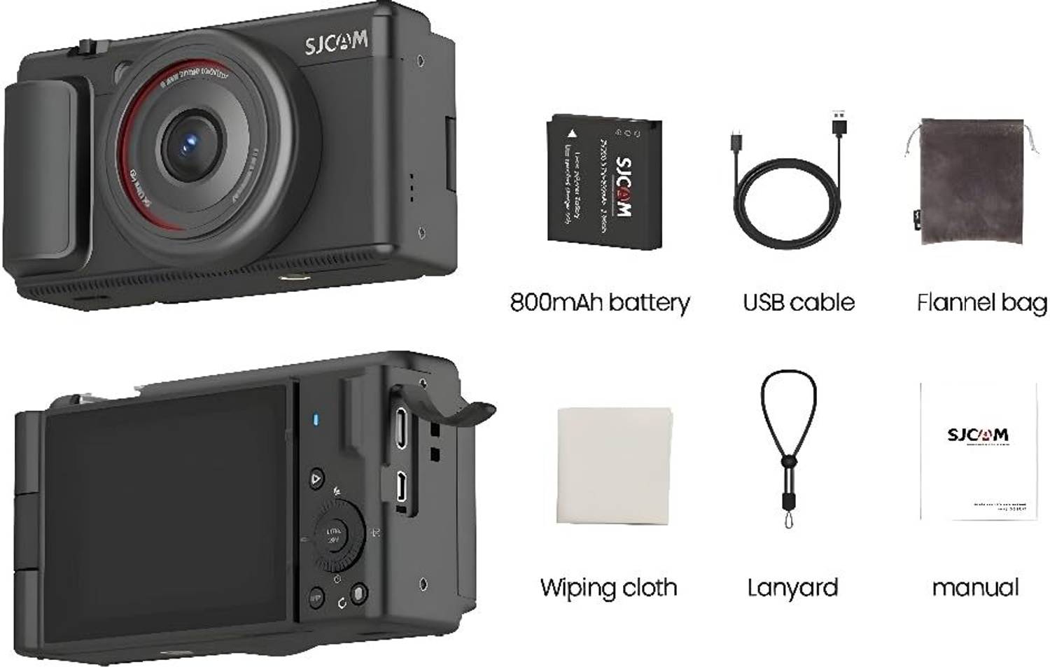SJCAM ZV200 5K 80MP Flip Screen Digital Camera | 16X Digital Zoom