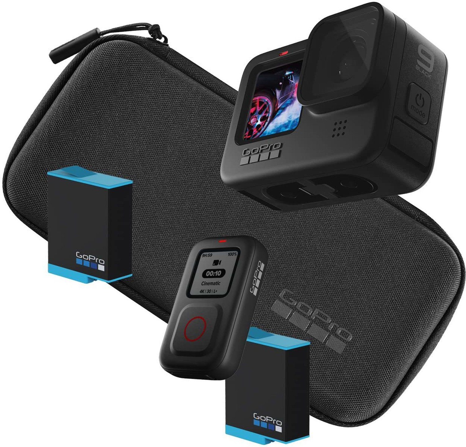 Image of GoPro Hero 9 bundle, with extra Rechargeable Battery, Remote and Case HERO9 Sports and Action Camera