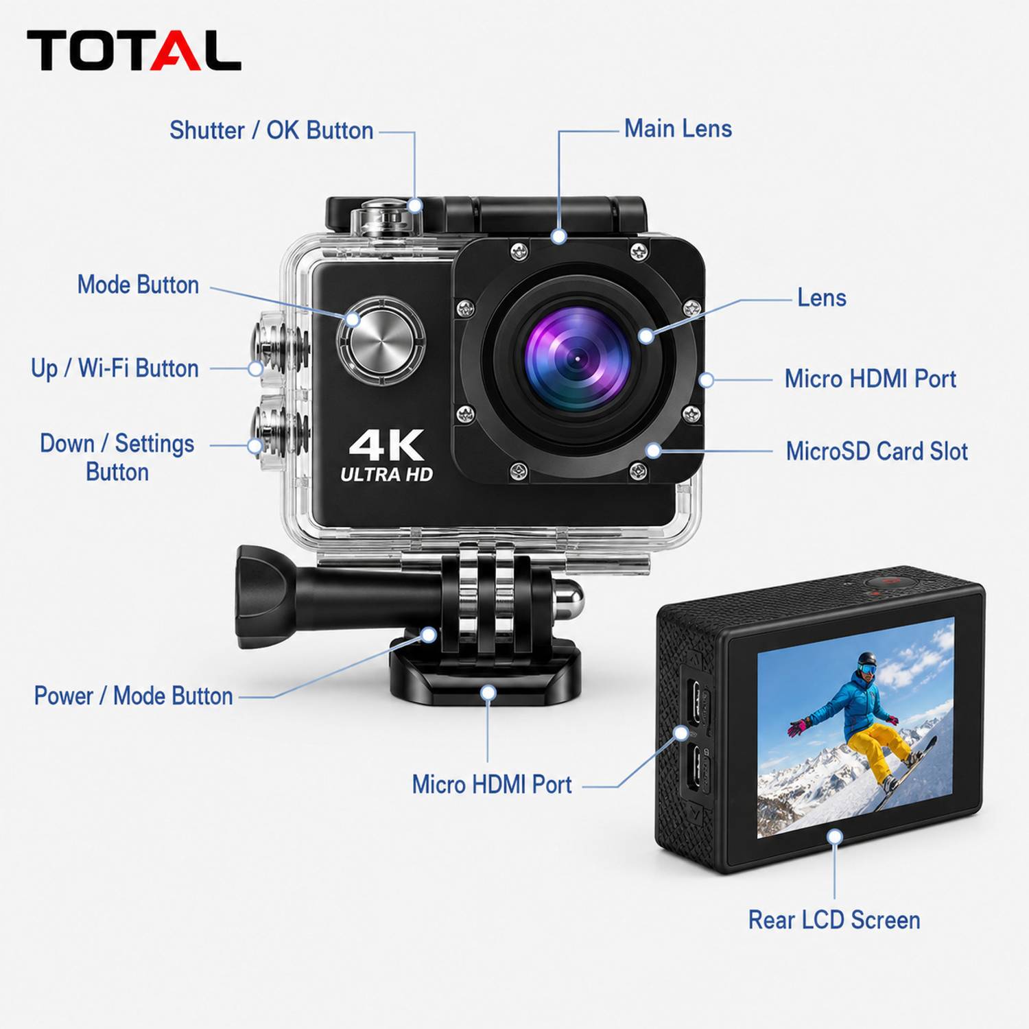 TOTAL Go Prox 4K Action Camera 20MP - Image 3