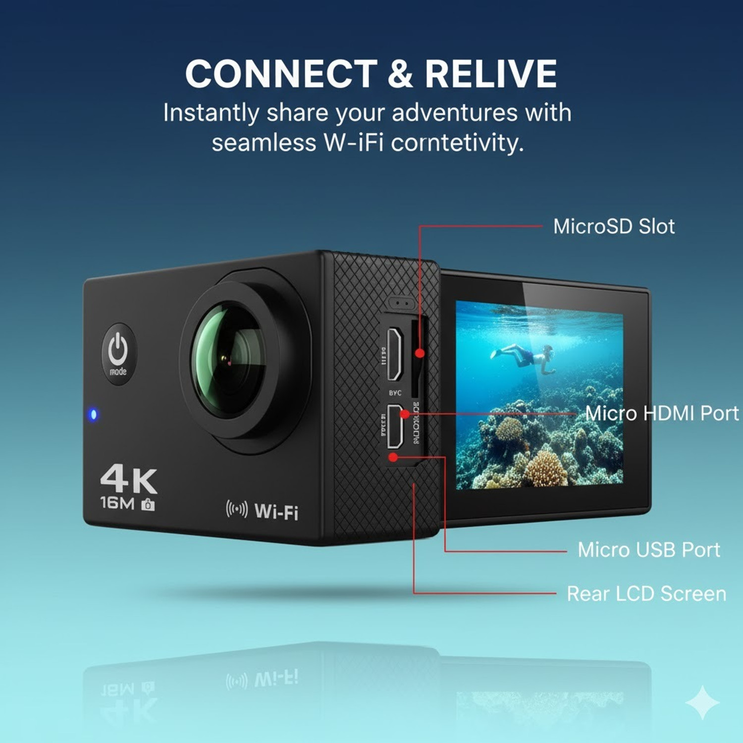 Image of eken ACTION CAMERA 4K UltraHD 4K Vlogging Action Camera Sports and Action Camera